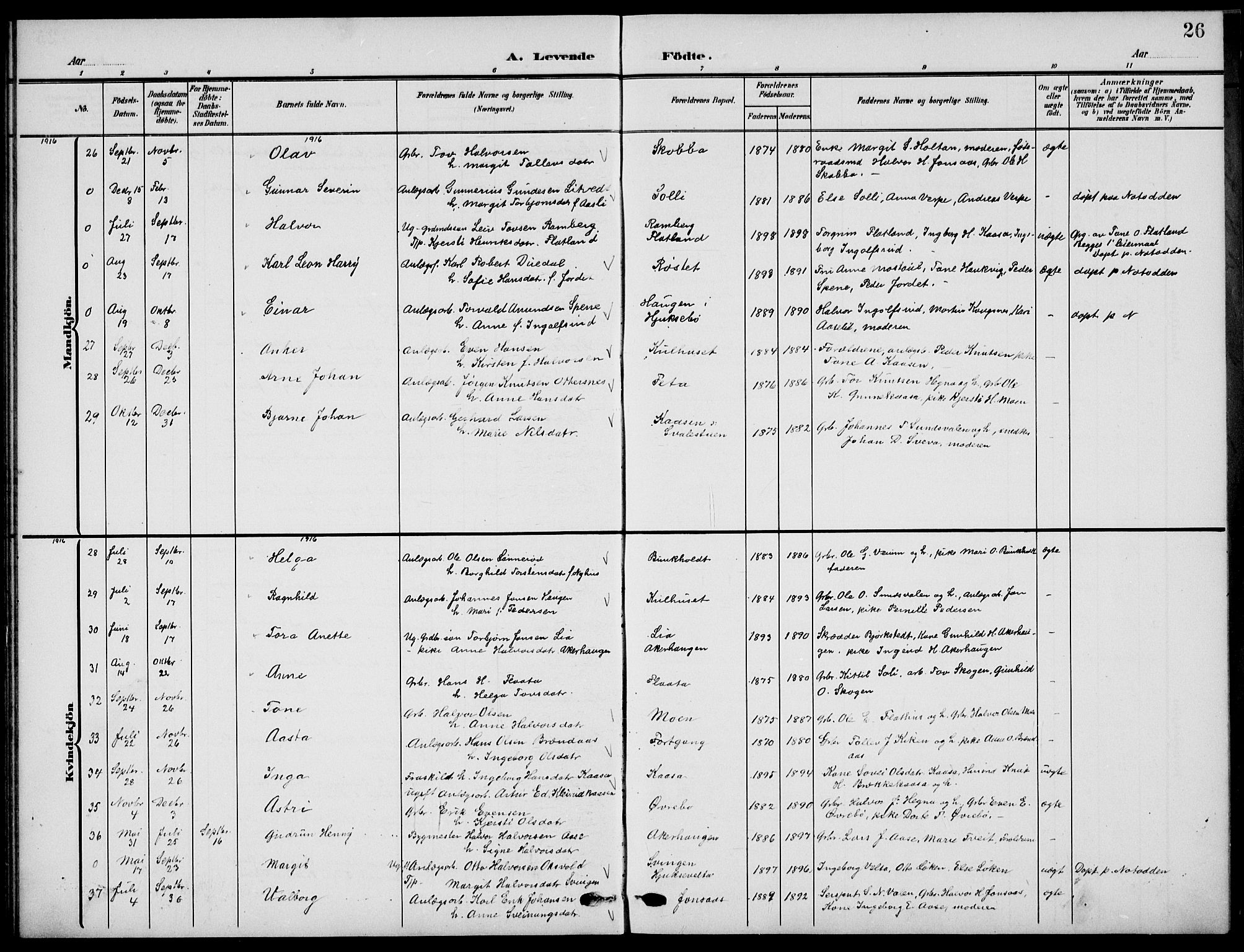 Sauherad kirkebøker, AV/SAKO-A-298/G/Ga/L0004a: Klokkerbok nr. I 4a, 1906-1934, s. 26