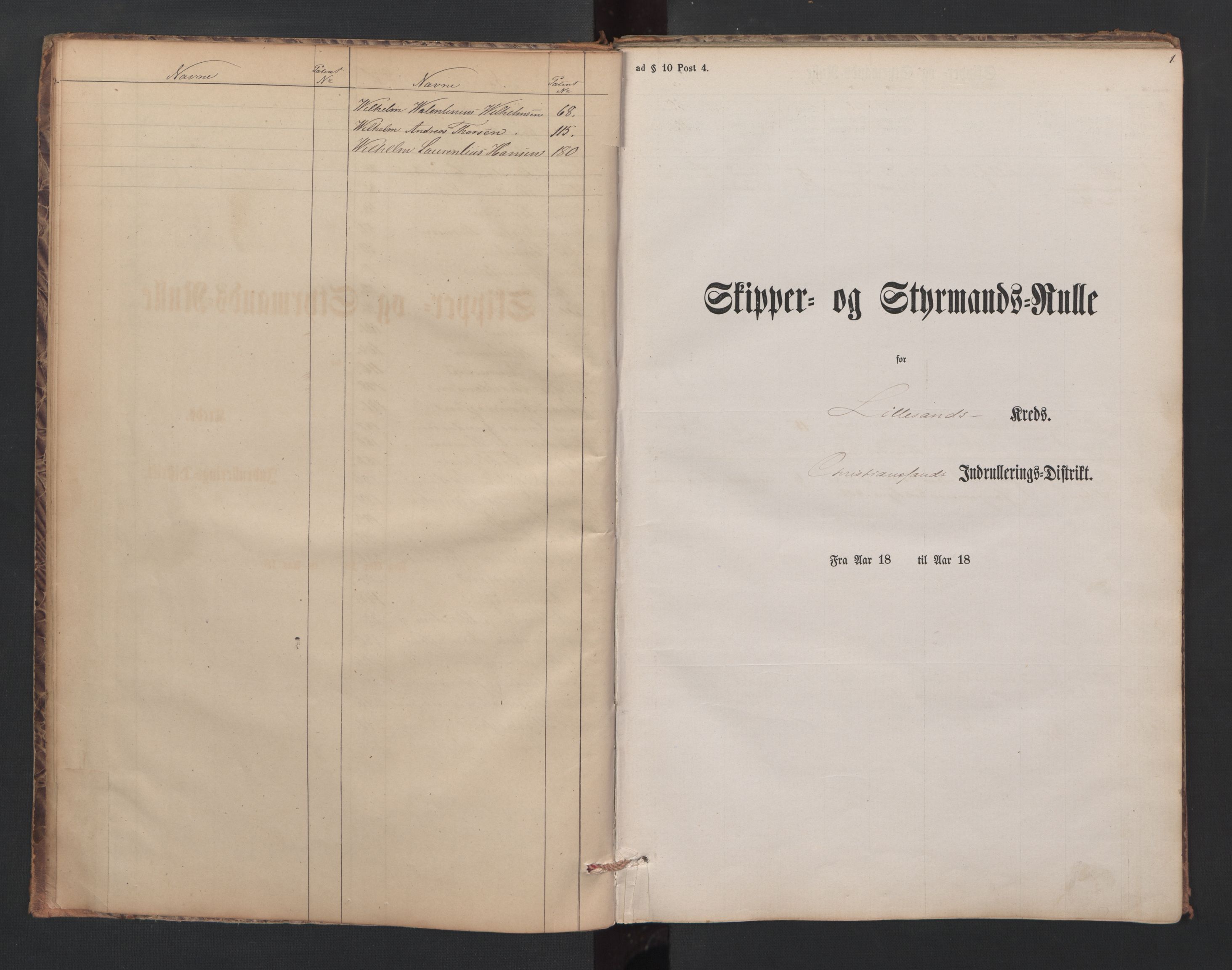 Lillesand mønstringskrets, SAK/2031-0014/F/Fc/L0001: Skipper- og styrmannsrulle nr 1-251 med register, W-21, 1860-1868, s. 12