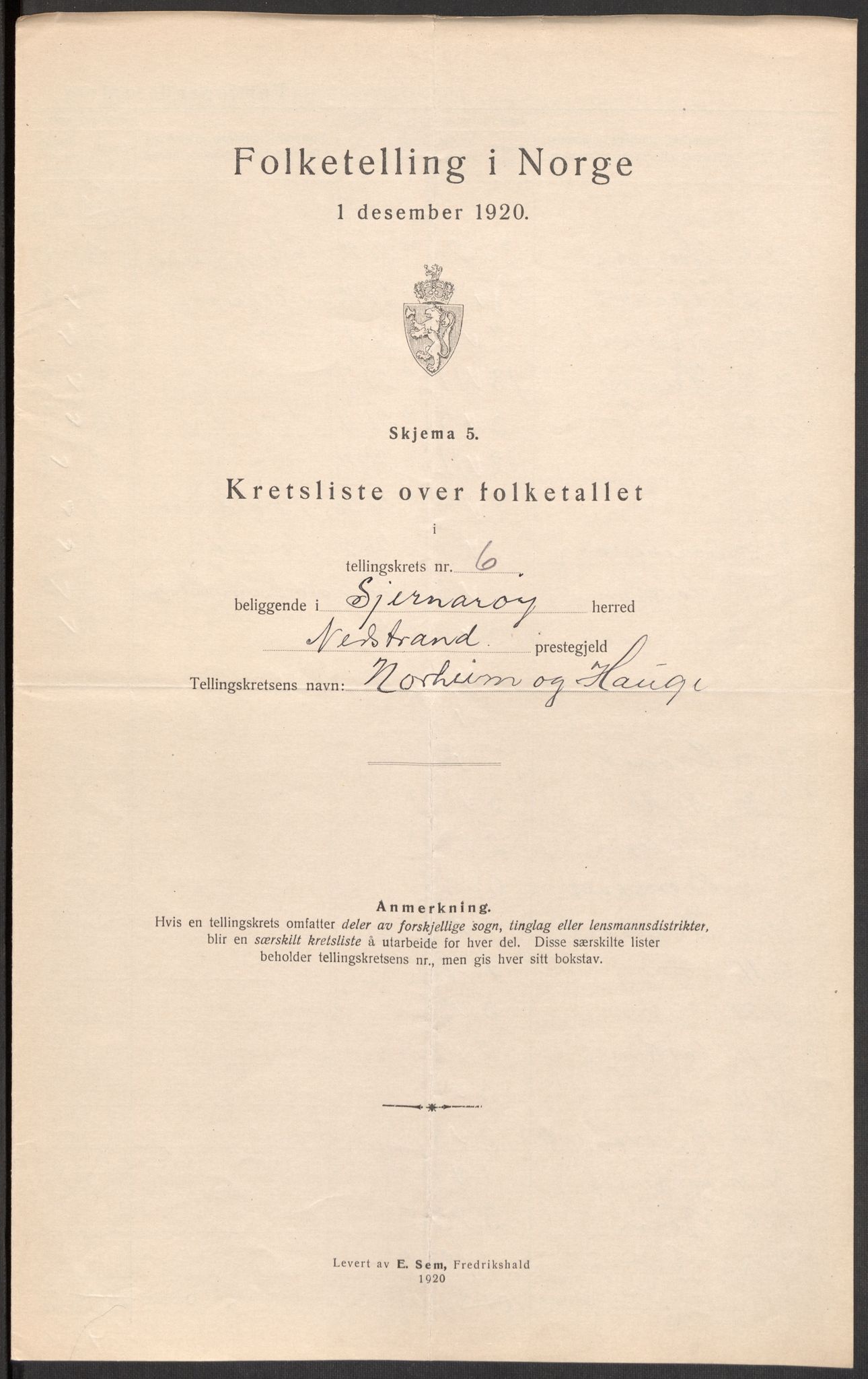 SAST, Folketelling 1920 for 1140 Sjernarøy herred, 1920, s. 28