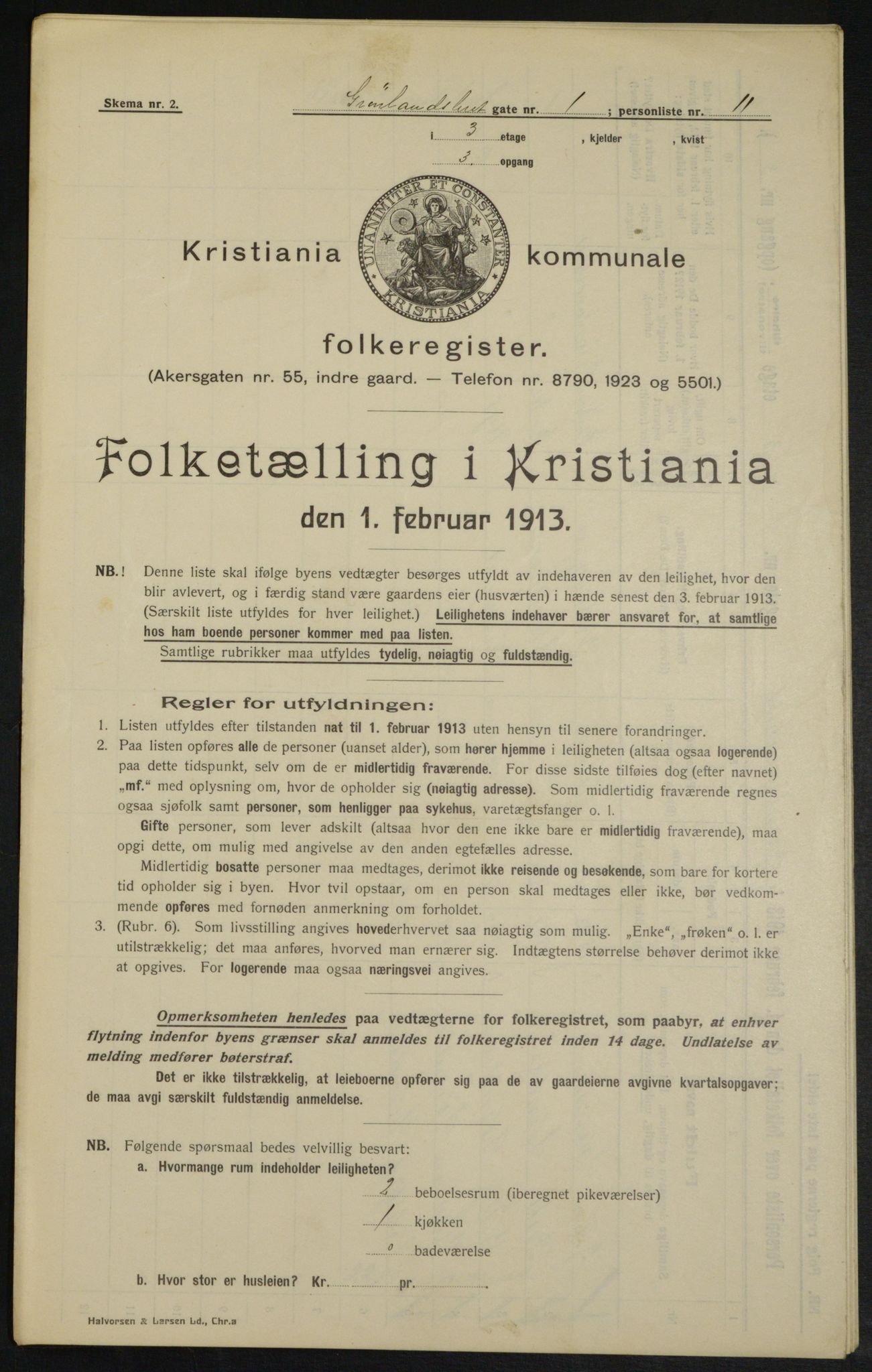 OBA, Kommunal folketelling 1.2.1913 for Kristiania, 1913, s. 31627