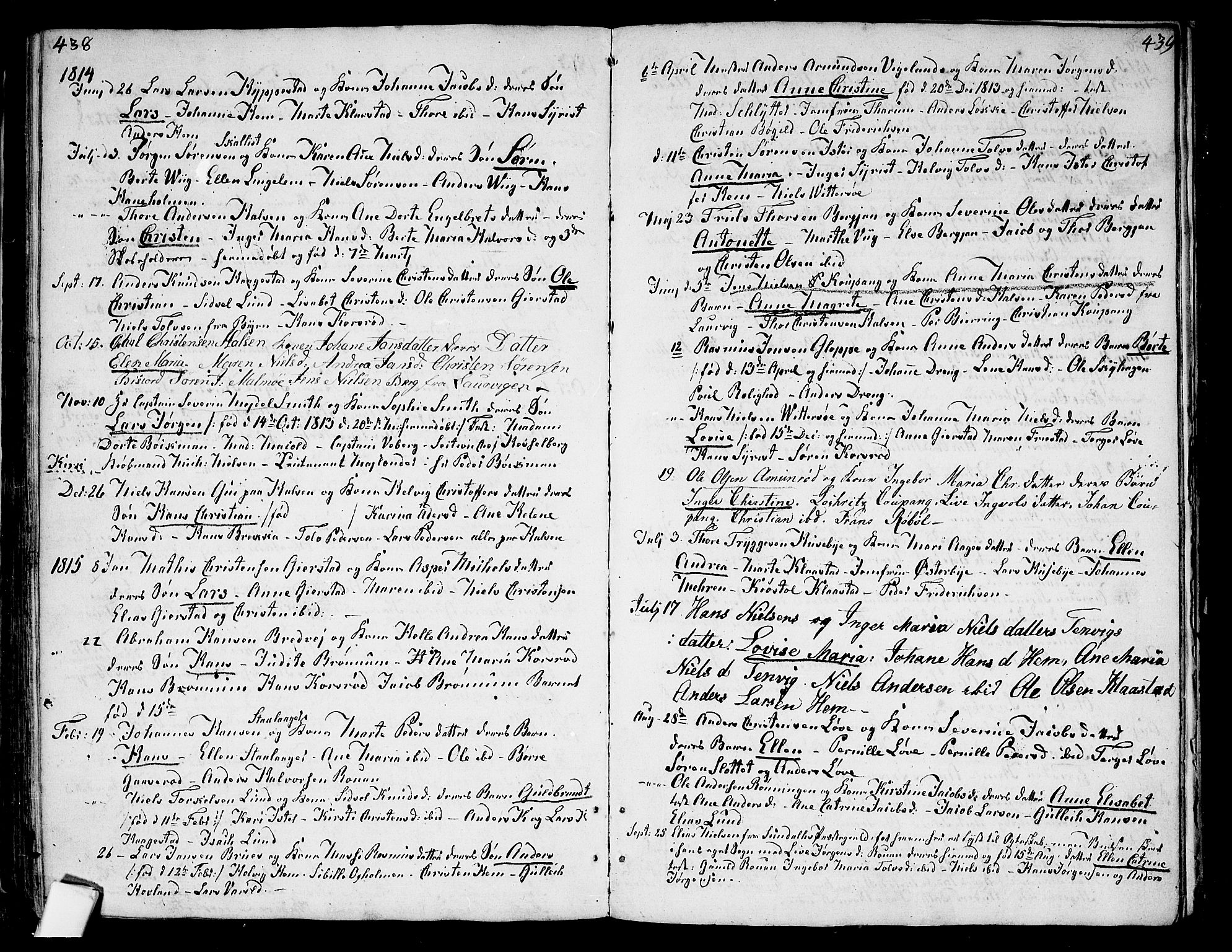 Tjølling kirkebøker, AV/SAKO-A-60/F/Fa/L0004: Ministerialbok nr. 4, 1779-1817, s. 438-439