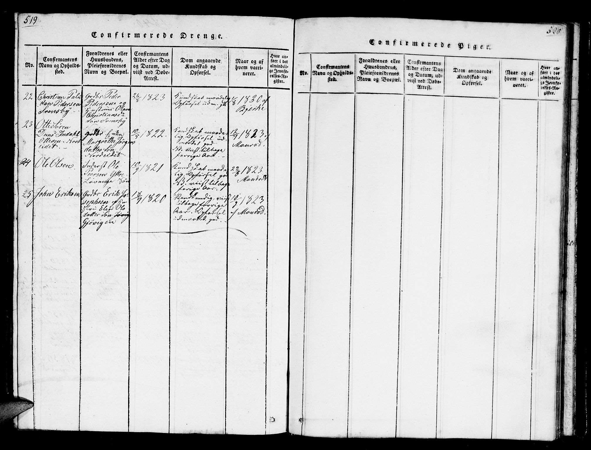 Karlsøy sokneprestembete, AV/SATØ-S-1299/H/Ha/Hab/L0001klokker: Klokkerbok nr. 1, 1821-1840, s. 519-520