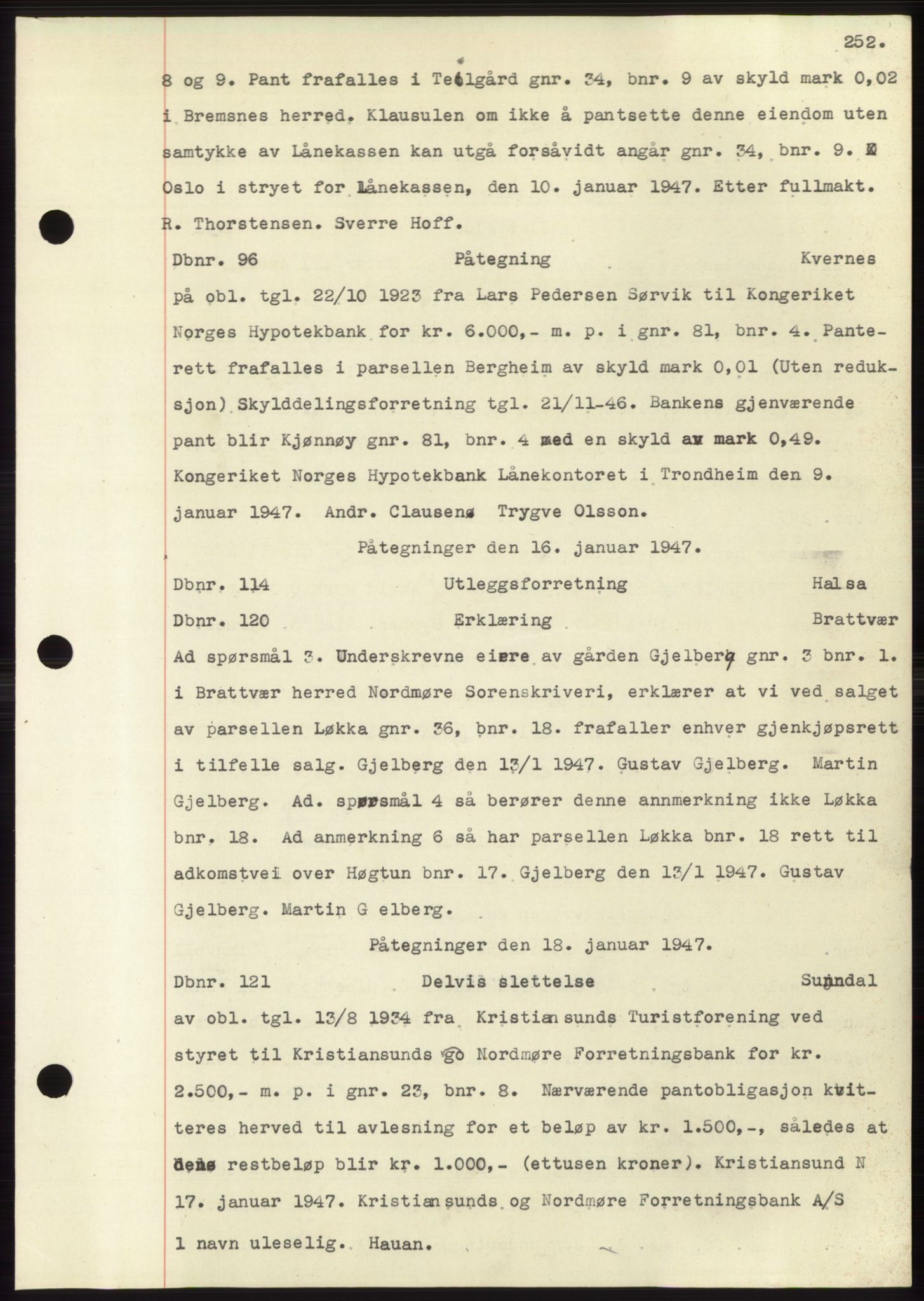 Nordmøre sorenskriveri, SAT/A-4132/1/2/2Ca: Pantebok nr. C82b, 1946-1951, Dagboknr: 96/1947