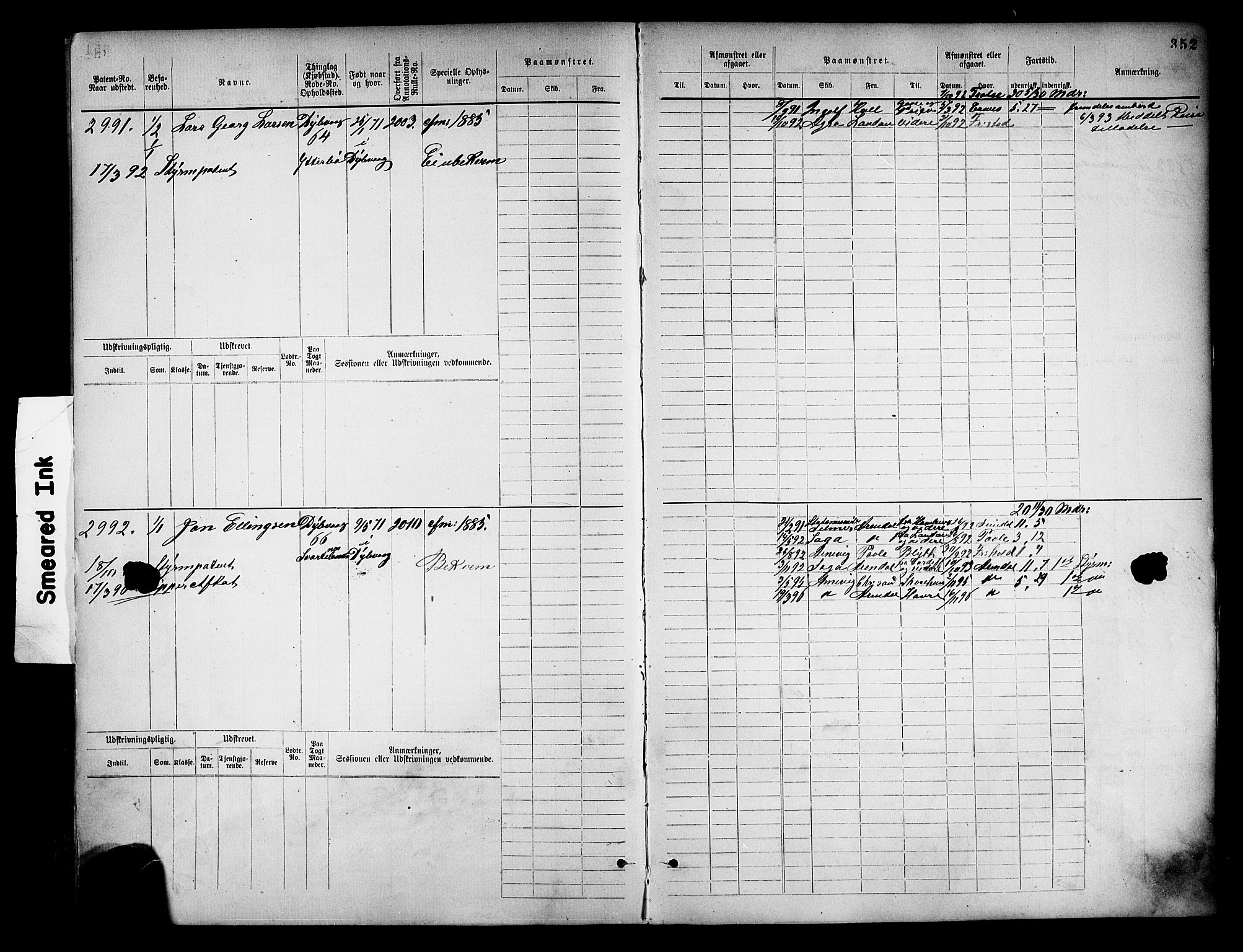 Tvedestrand mønstringskrets, SAK/2031-0011/F/Fb/L0018: Hovedrulle nr 2289-3056, U-34, 1882-1892, s. 364