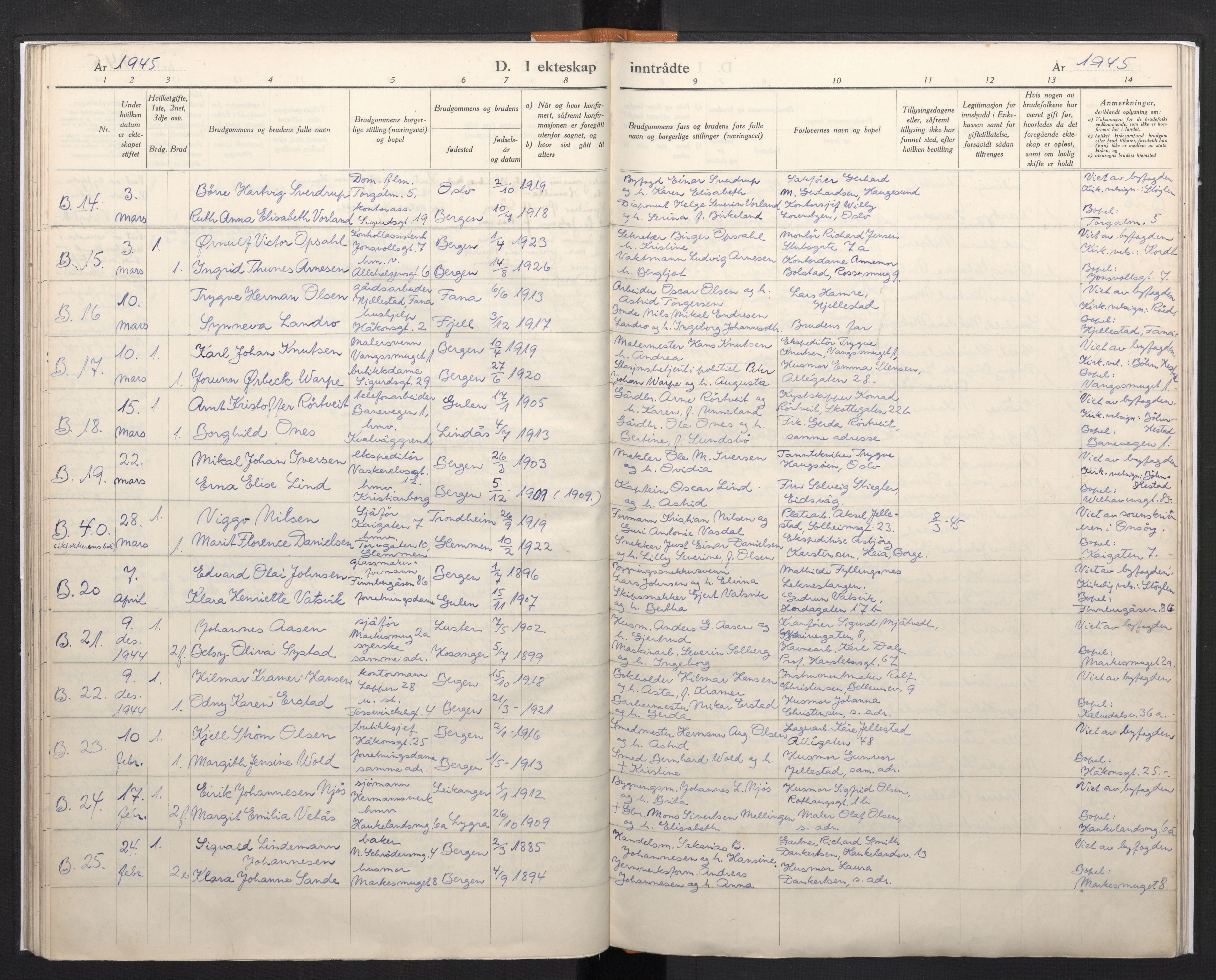 Domkirken sokneprestembete, SAB/A-74801/H/Haa/L0017: Ministerialbok nr. A 16, 1944-1945