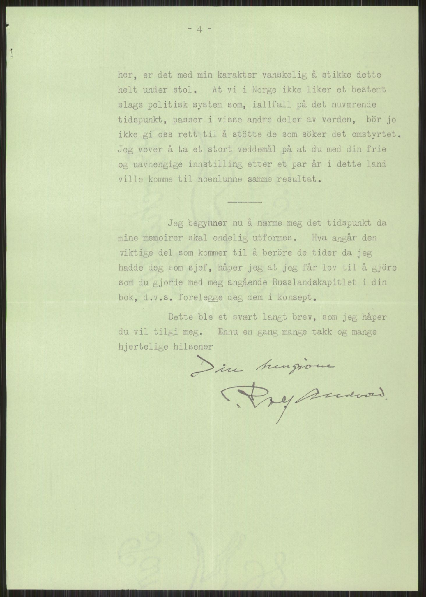 Lie, Trygve, RA/PA-1407/D/L0006: Blandet og privat korrespondanse., 1941-1960, s. 321