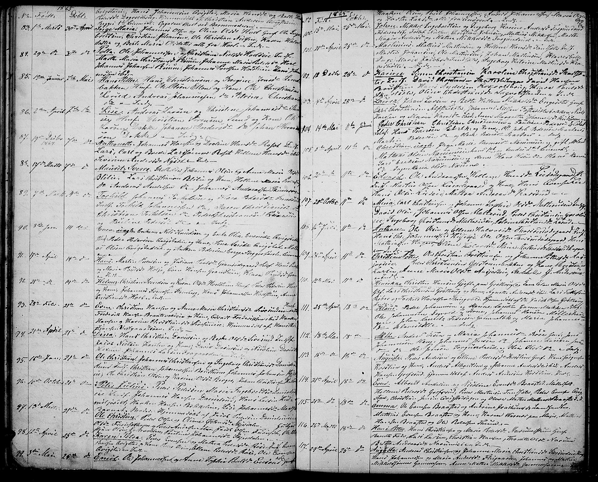 Vestre Toten prestekontor, AV/SAH-PREST-108/H/Ha/Hab/L0005: Klokkerbok nr. 5, 1854-1870, s. 92