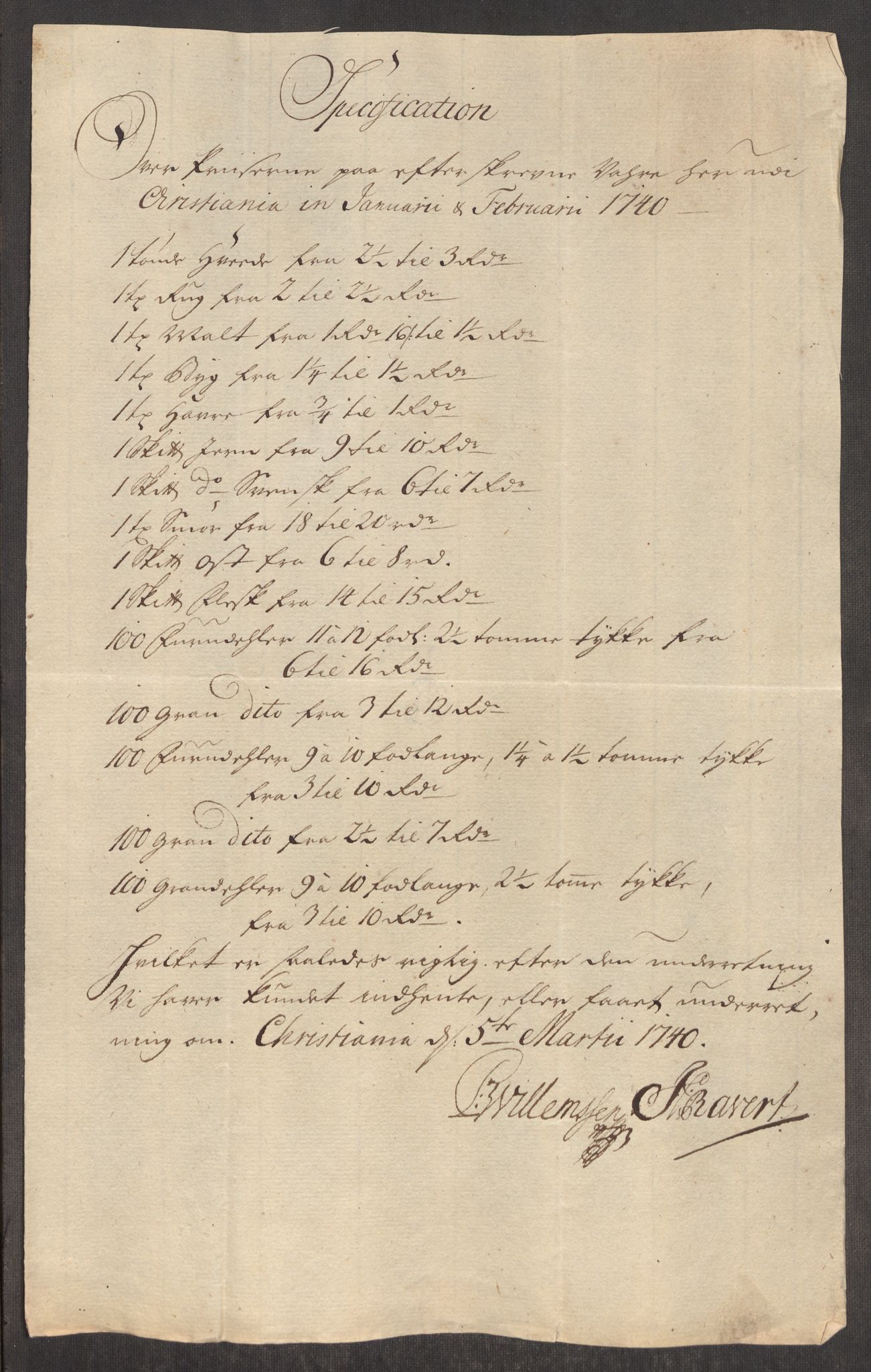 Rentekammeret inntil 1814, Realistisk ordnet avdeling, AV/RA-EA-4070/Oe/L0002: [Ø1]: Priskuranter, 1740-1744, s. 41