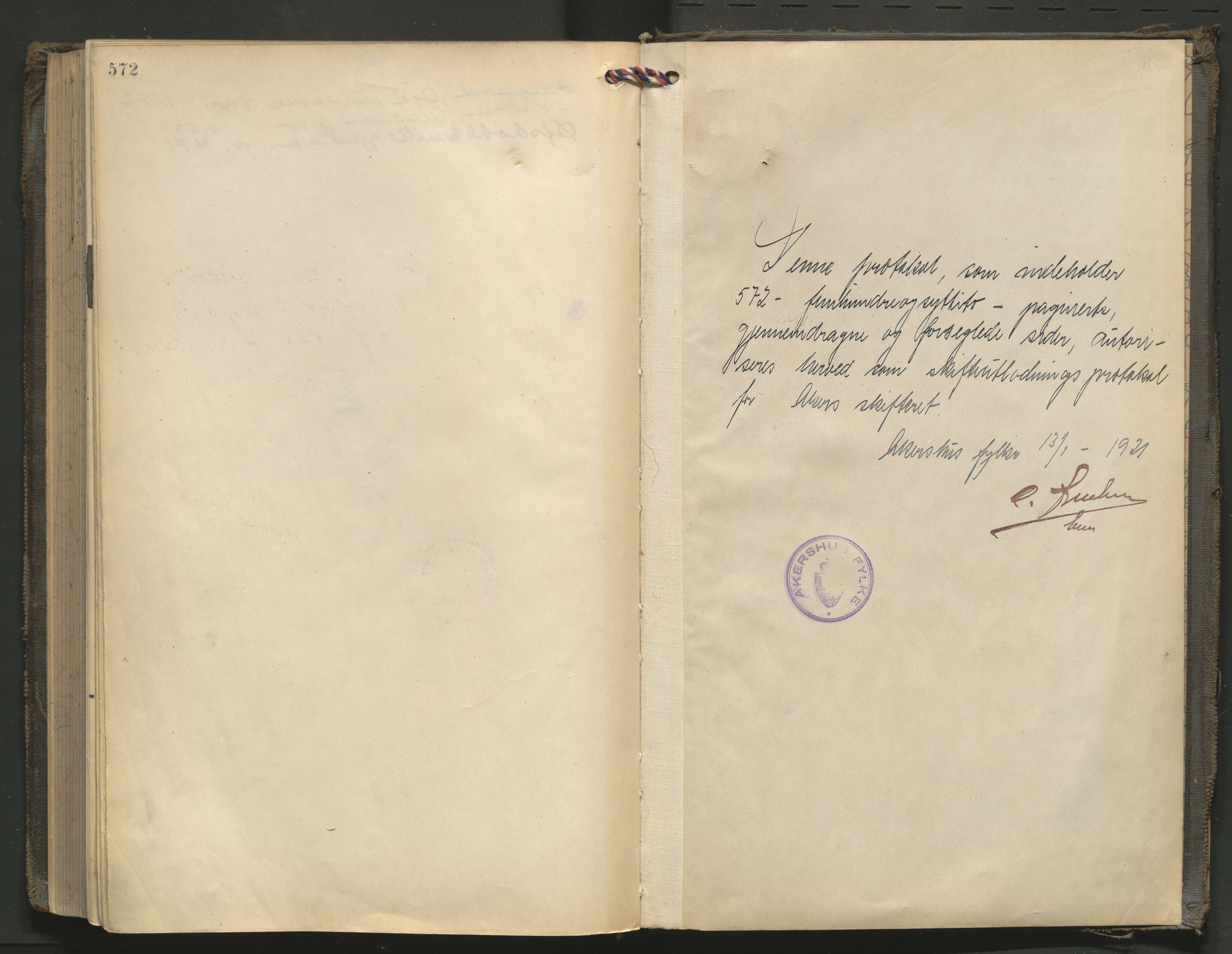 Aker kriminaldommer, skifte- og auksjonsforvalterembete, AV/SAO-A-10452/H/He/L0006: Utlodningsprotokoll, 1919-1923, s. 572