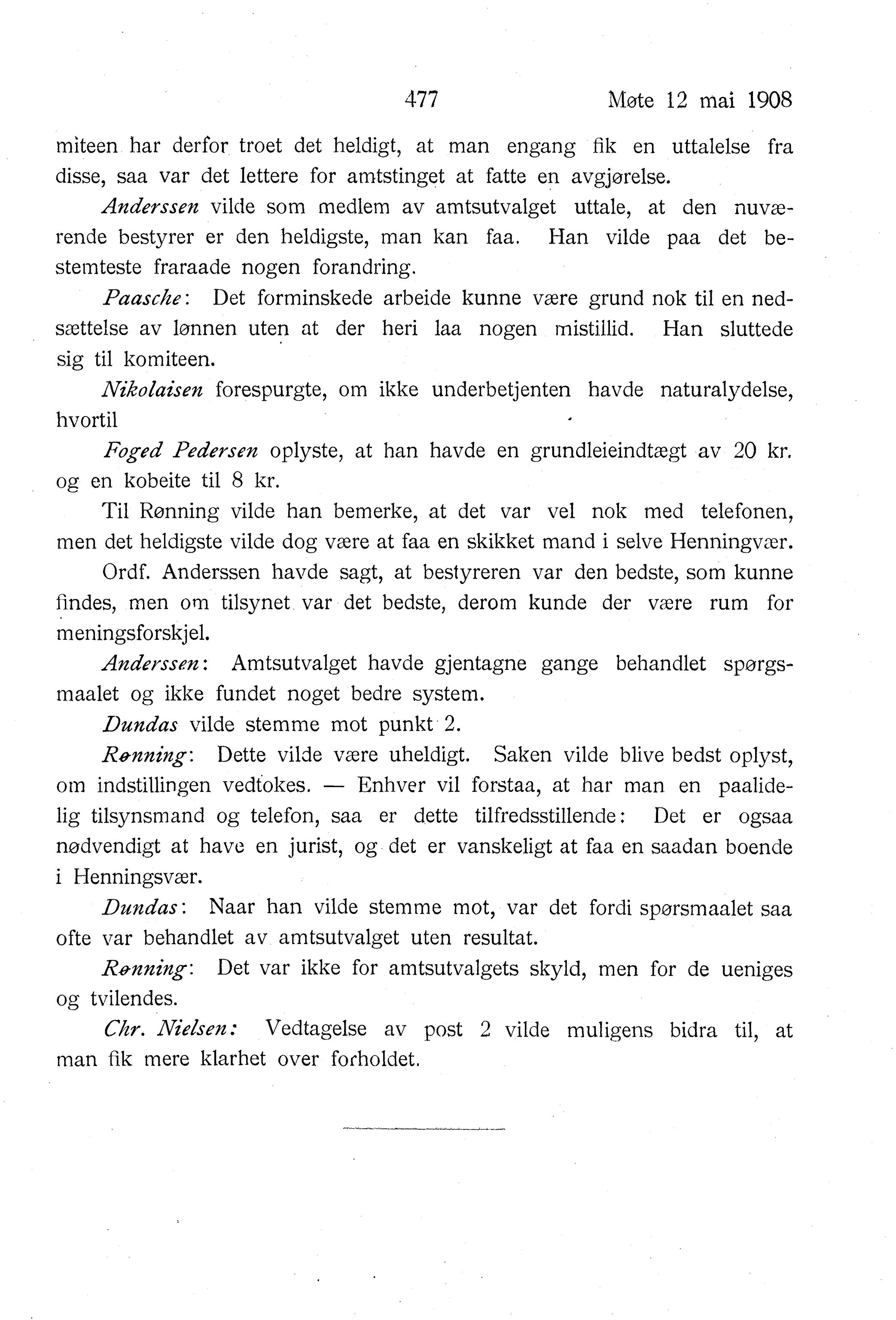 Nordland Fylkeskommune. Fylkestinget, AIN/NFK-17/176/A/Ac/L0031: Fylkestingsforhandlinger 1908, 1908