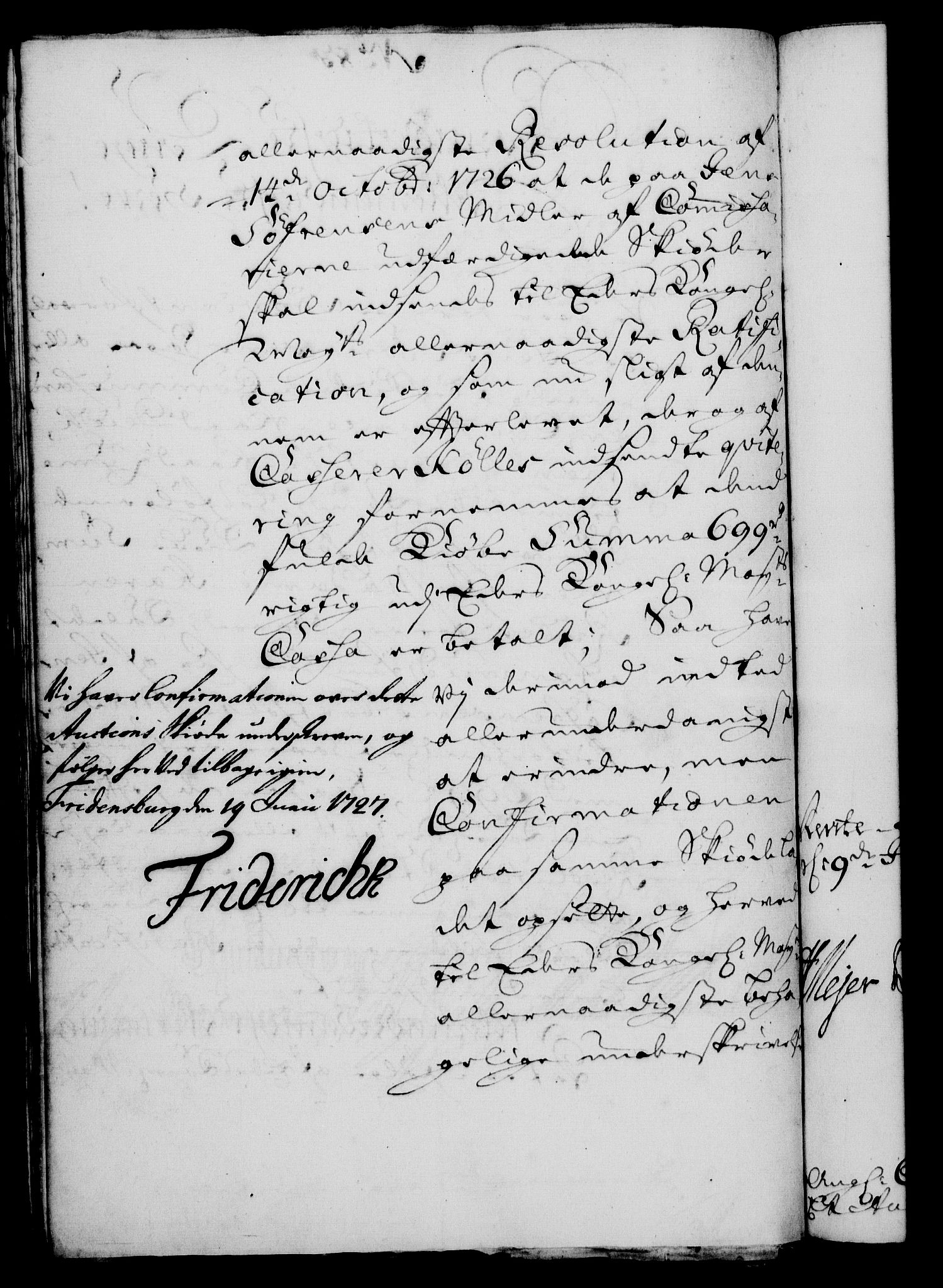 Rentekammeret, Kammerkanselliet, RA/EA-3111/G/Gf/Gfa/L0010: Norsk relasjons- og resolusjonsprotokoll (merket RK 52.10), 1727, s. 602