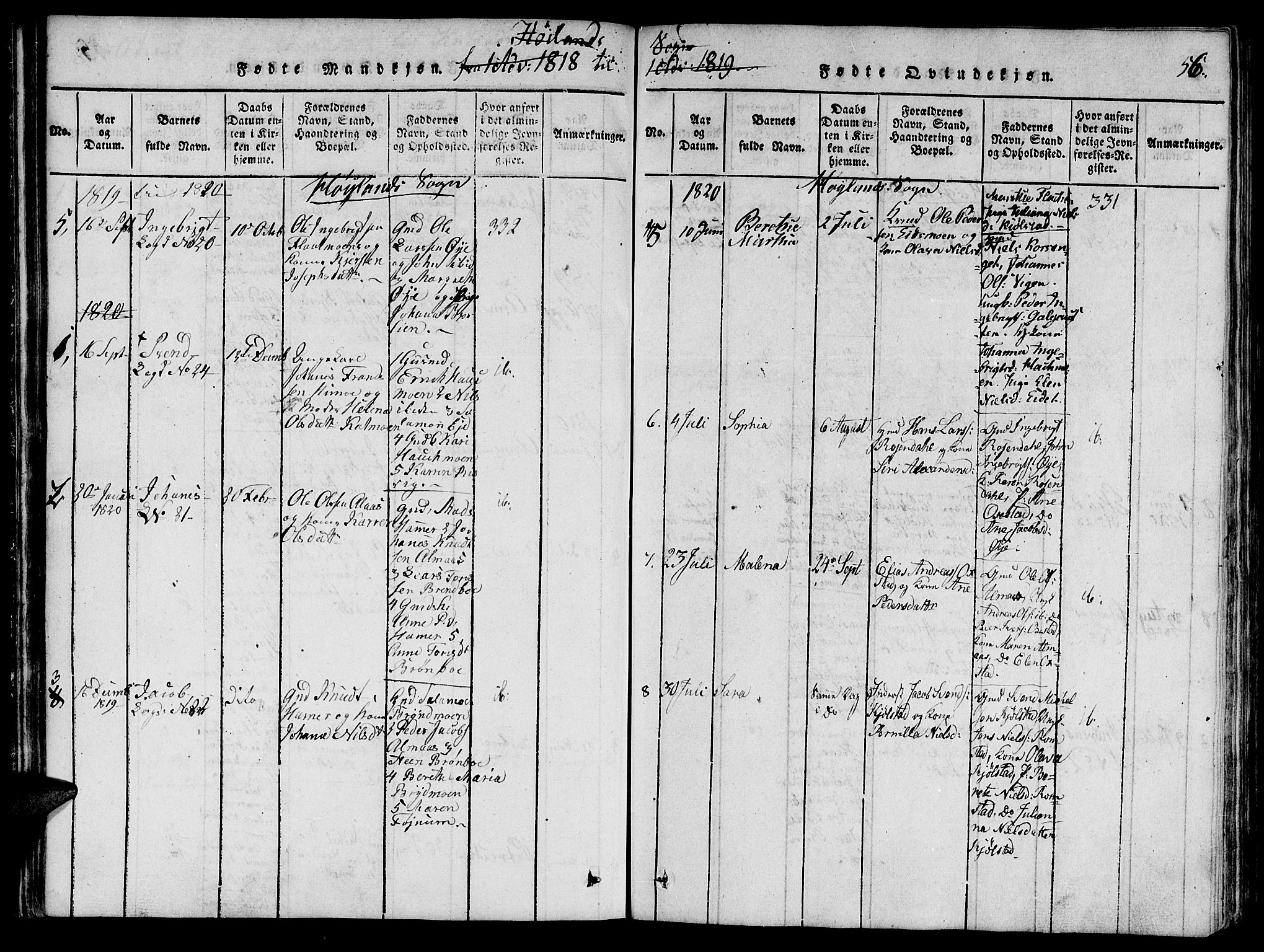 Ministerialprotokoller, klokkerbøker og fødselsregistre - Nord-Trøndelag, SAT/A-1458/764/L0546: Ministerialbok nr. 764A06 /3, 1817-1821, s. 56