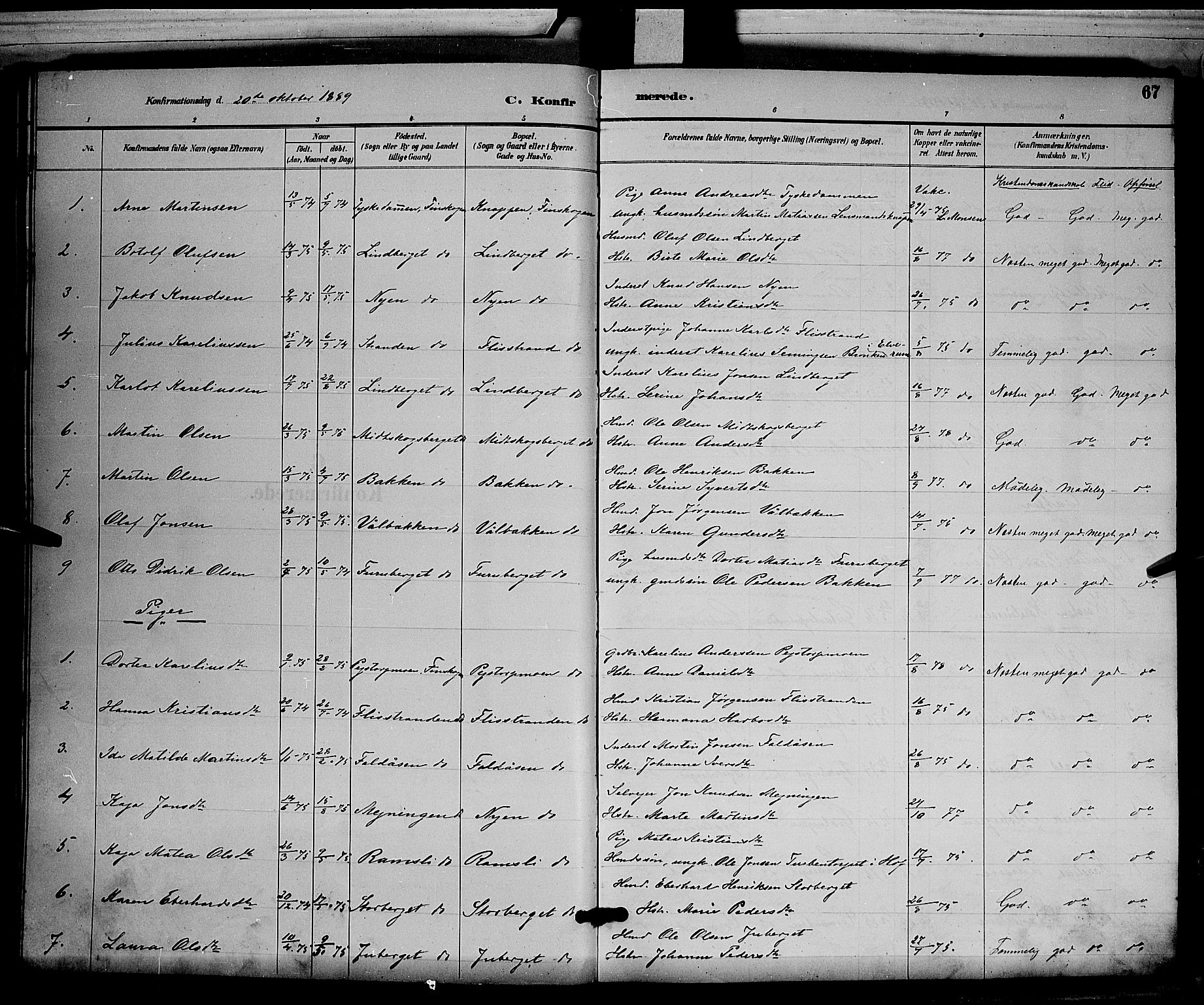 Åsnes prestekontor, AV/SAH-PREST-042/H/Ha/Hab/L0003: Klokkerbok nr. 3, 1890-1902, s. 67