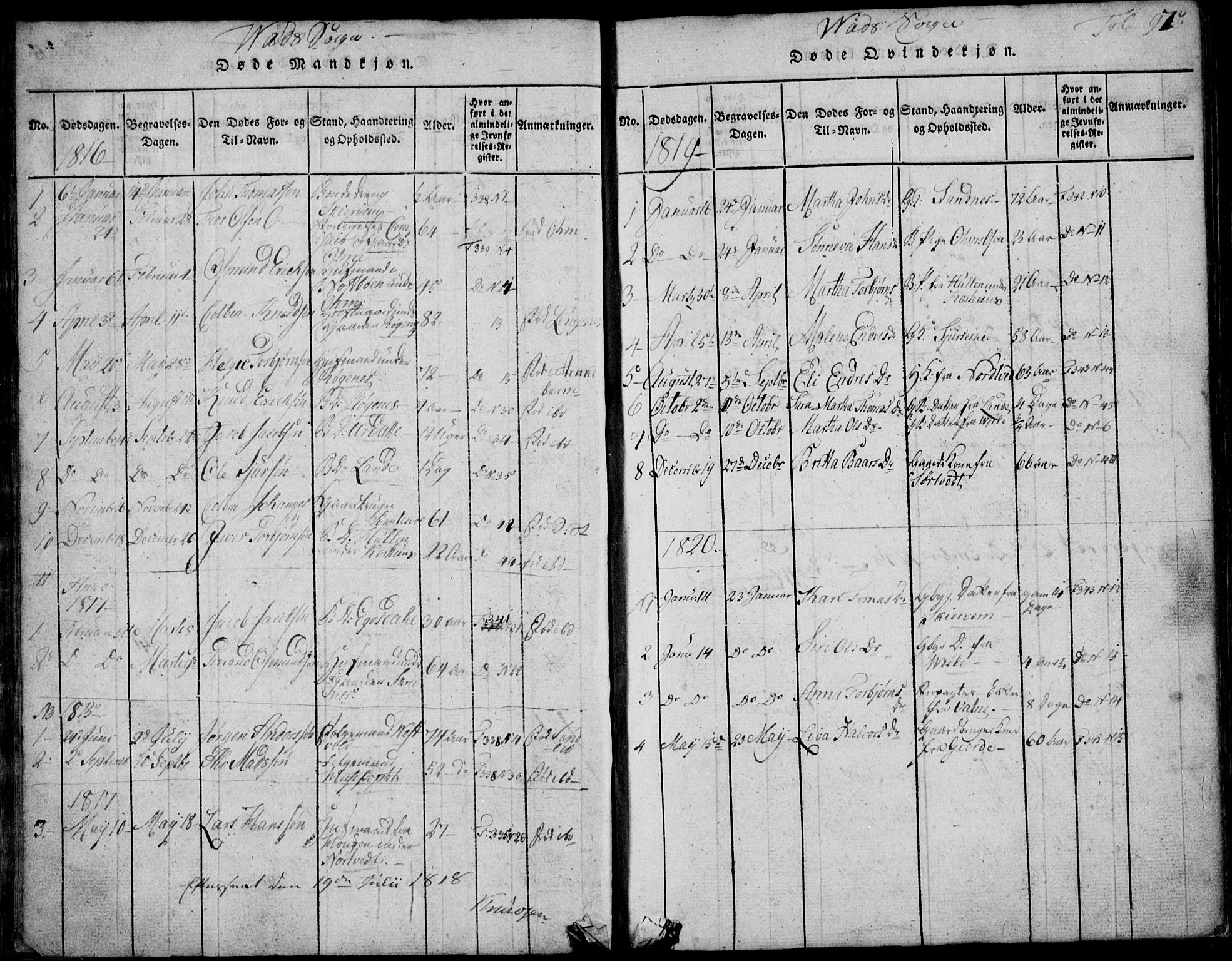 Skjold sokneprestkontor, AV/SAST-A-101847/H/Ha/Hab/L0002: Klokkerbok nr. B 2 /2, 1815-1830, s. 97