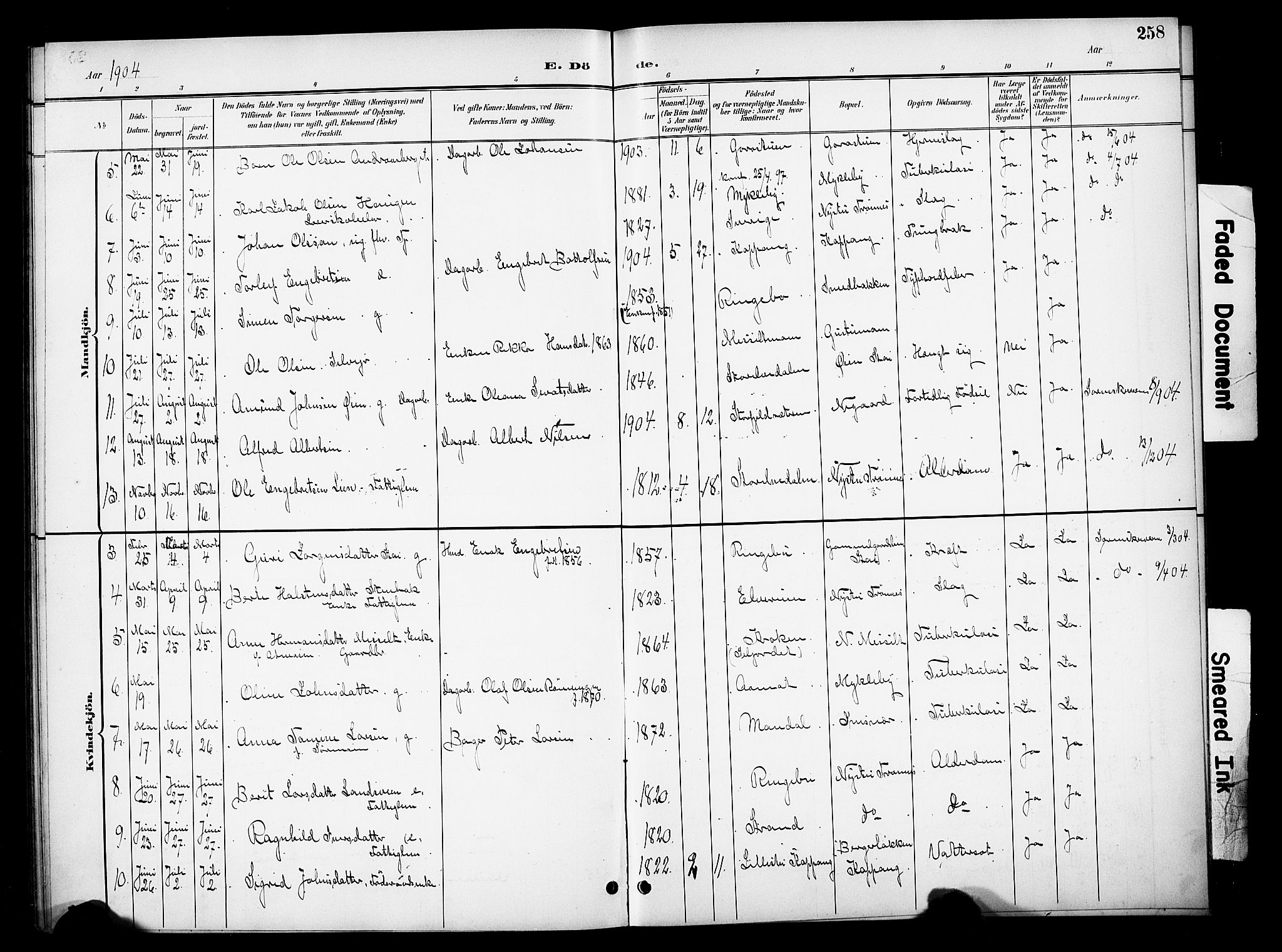 Stor-Elvdal prestekontor, AV/SAH-PREST-052/H/Ha/Hab/L0003: Klokkerbok nr. 3, 1895-1917, s. 258