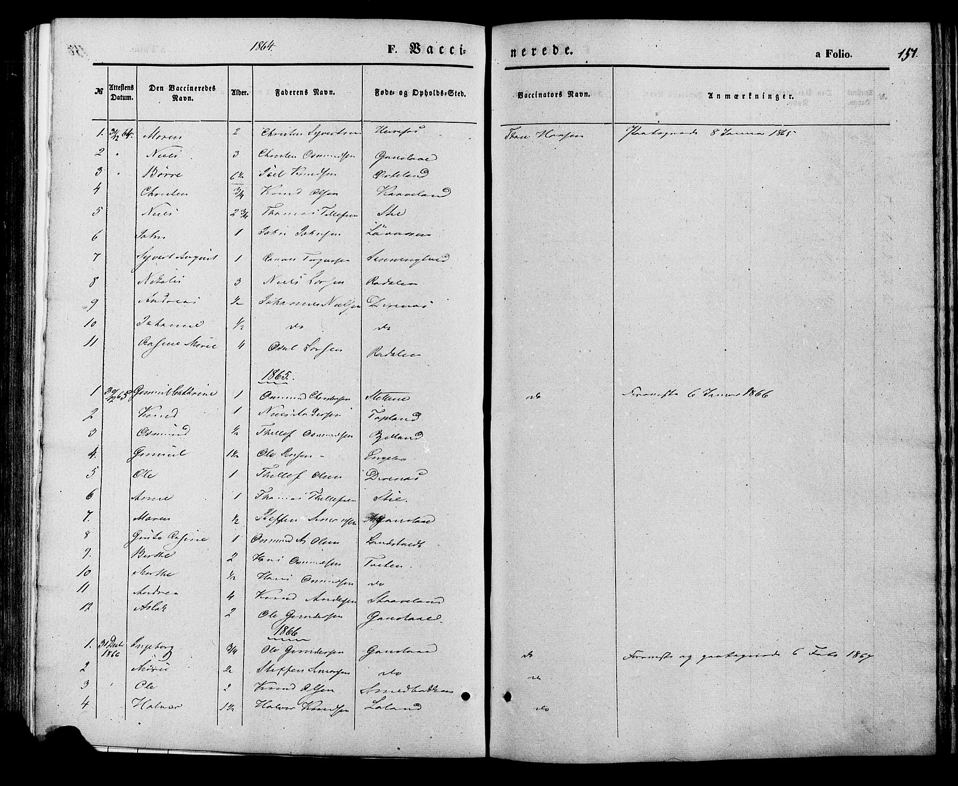 Herefoss sokneprestkontor, SAK/1111-0019/F/Fa/Faa/L0002: Ministerialbok nr. A 2, 1861-1886, s. 151