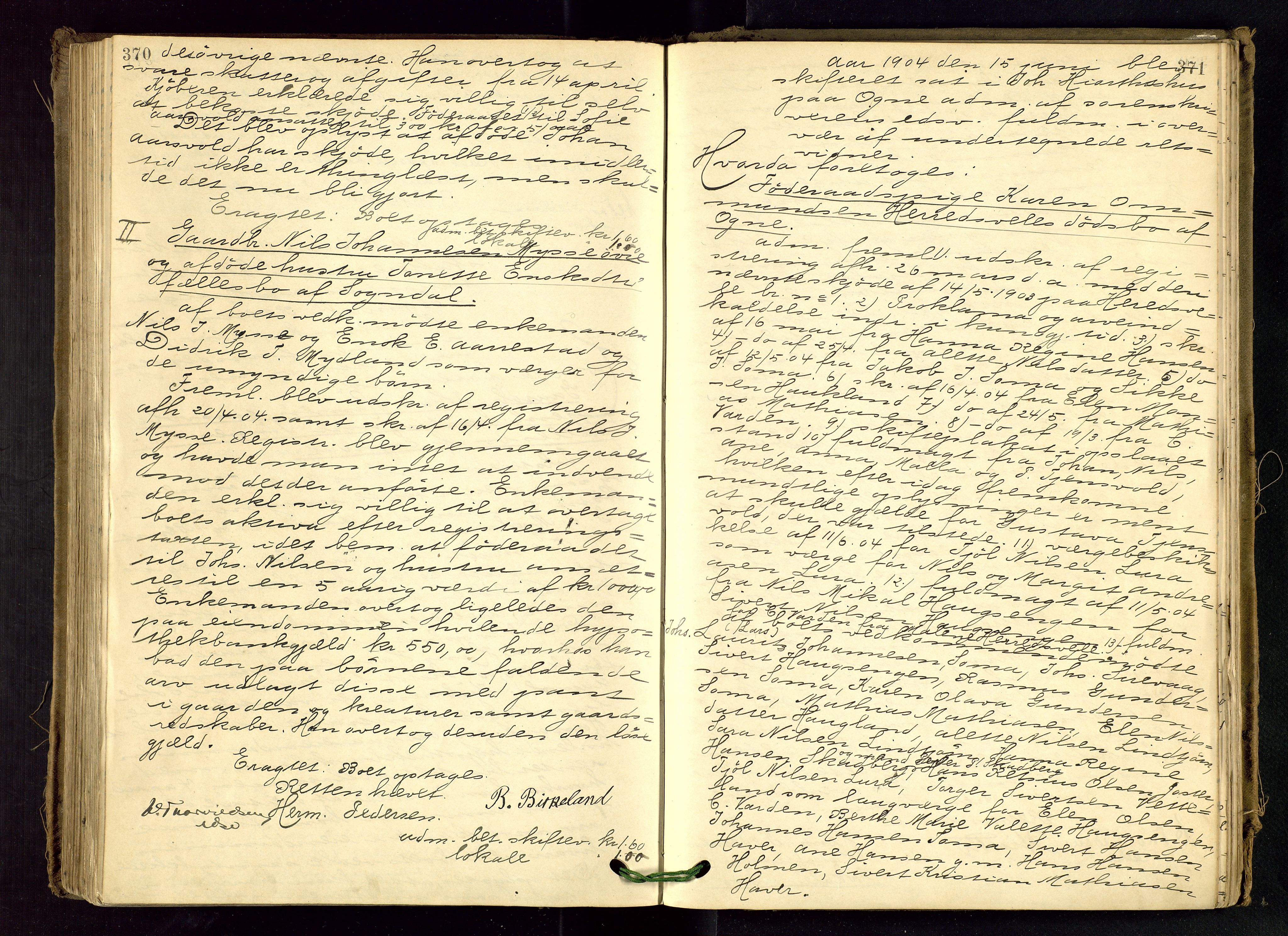 Dalane sorenskriveri, AV/SAST-A-100309/001/5/500/500BB/L0004: SKIFTEPROTOKOLL, 1899-1906, s. 370-371