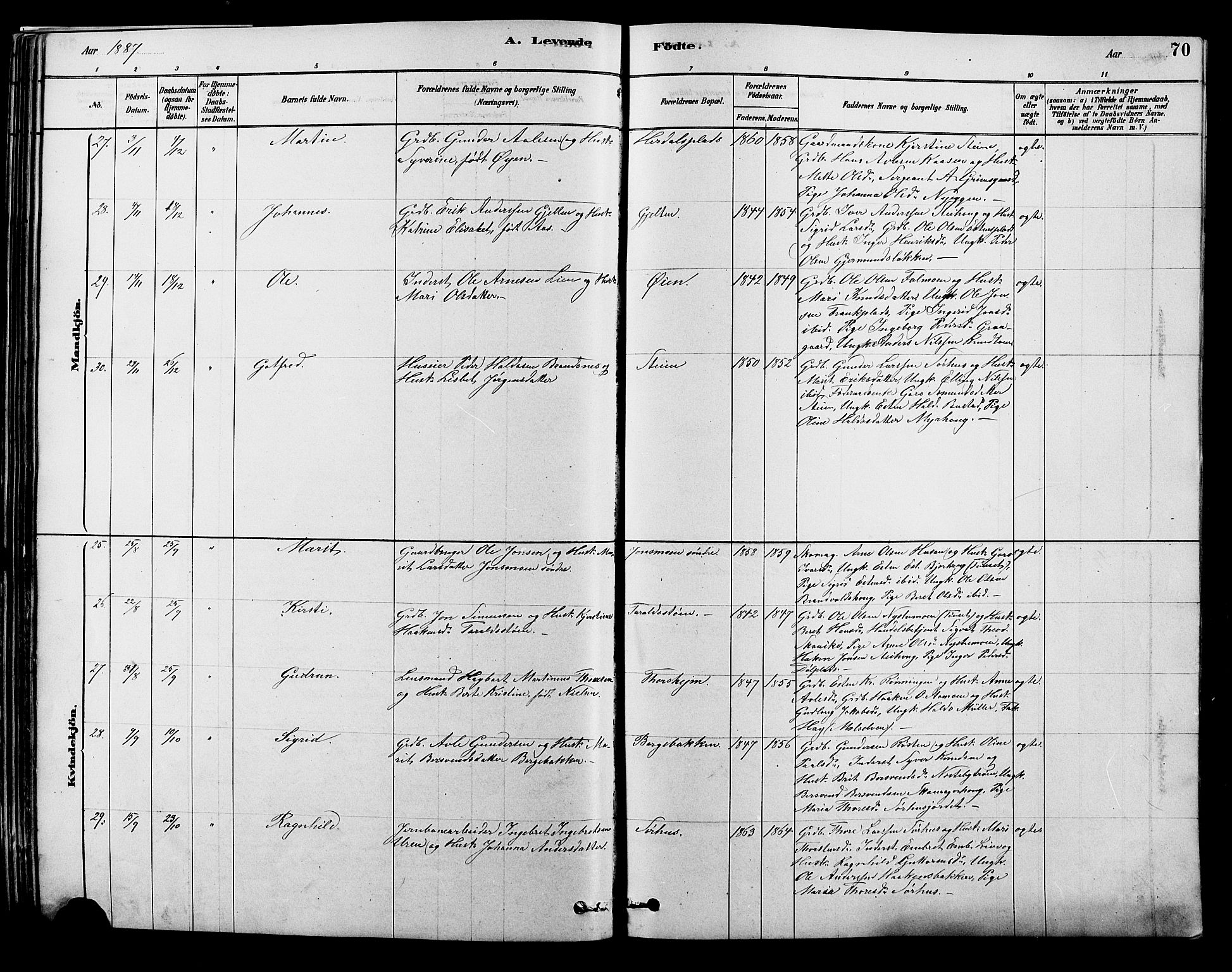 Alvdal prestekontor, AV/SAH-PREST-060/H/Ha/Hab/L0003: Klokkerbok nr. 3, 1878-1907, s. 70