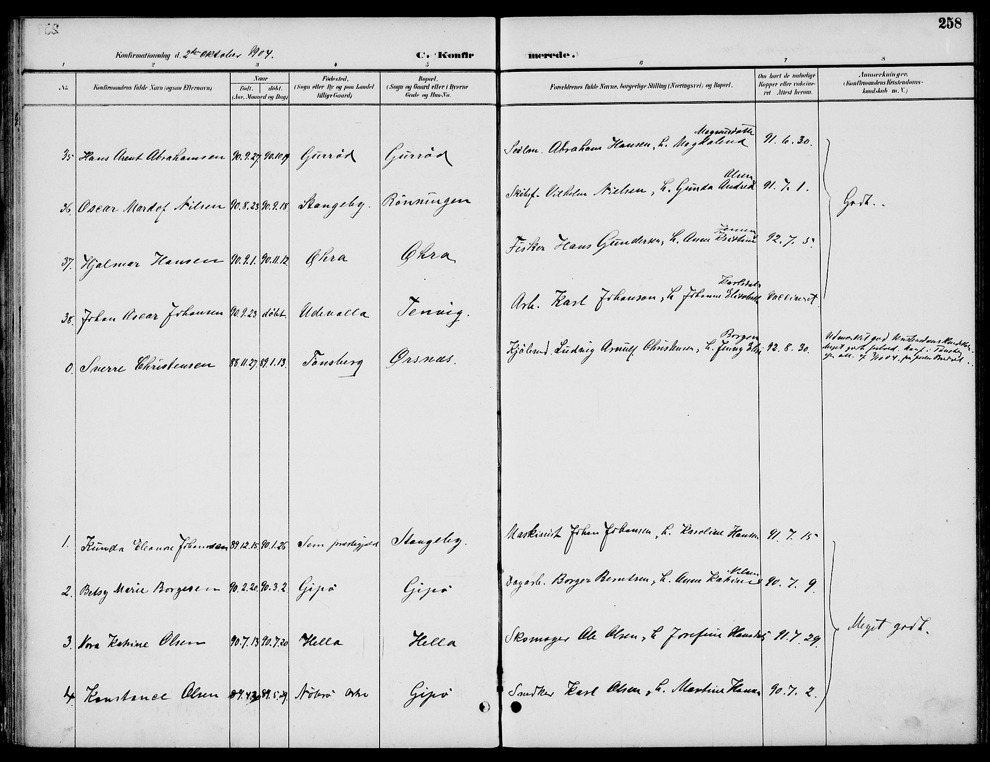 Nøtterøy kirkebøker, AV/SAKO-A-354/F/Fa/L0009: Ministerialbok nr. I 9, 1894-1907, s. 258
