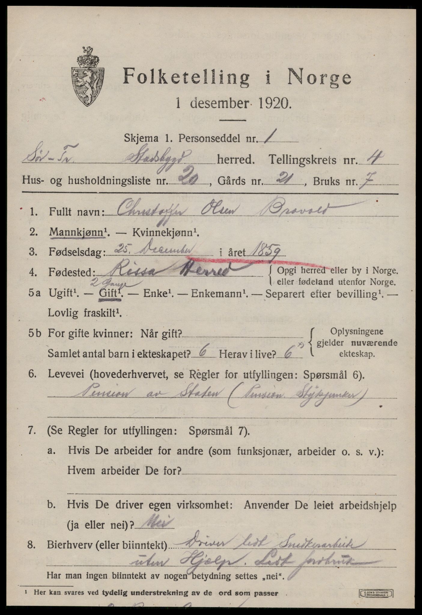 SAT, Folketelling 1920 for 1625 Stadsbygd herred, 1920, s. 2600