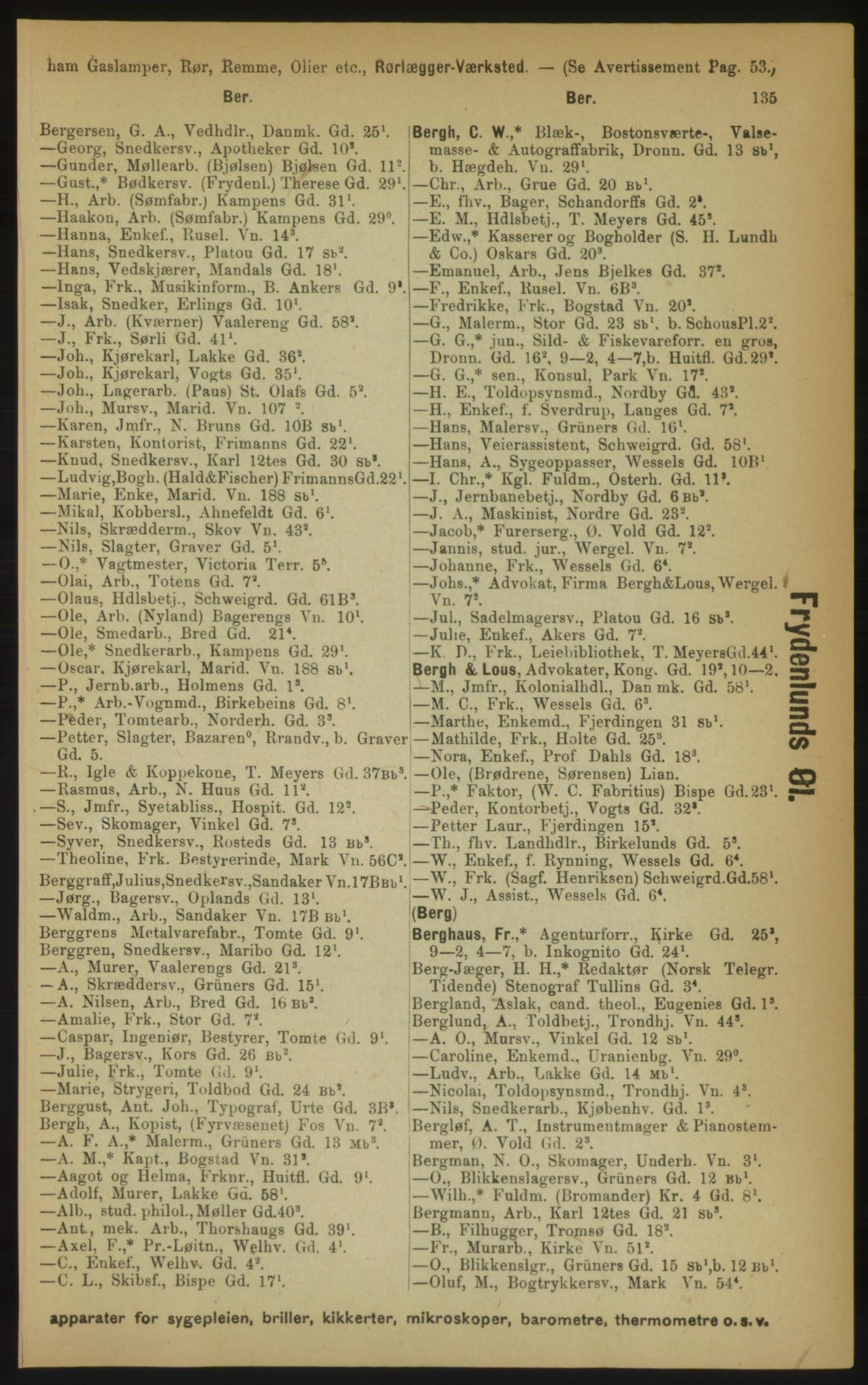 Kristiania/Oslo adressebok, PUBL/-, 1891, s. 135