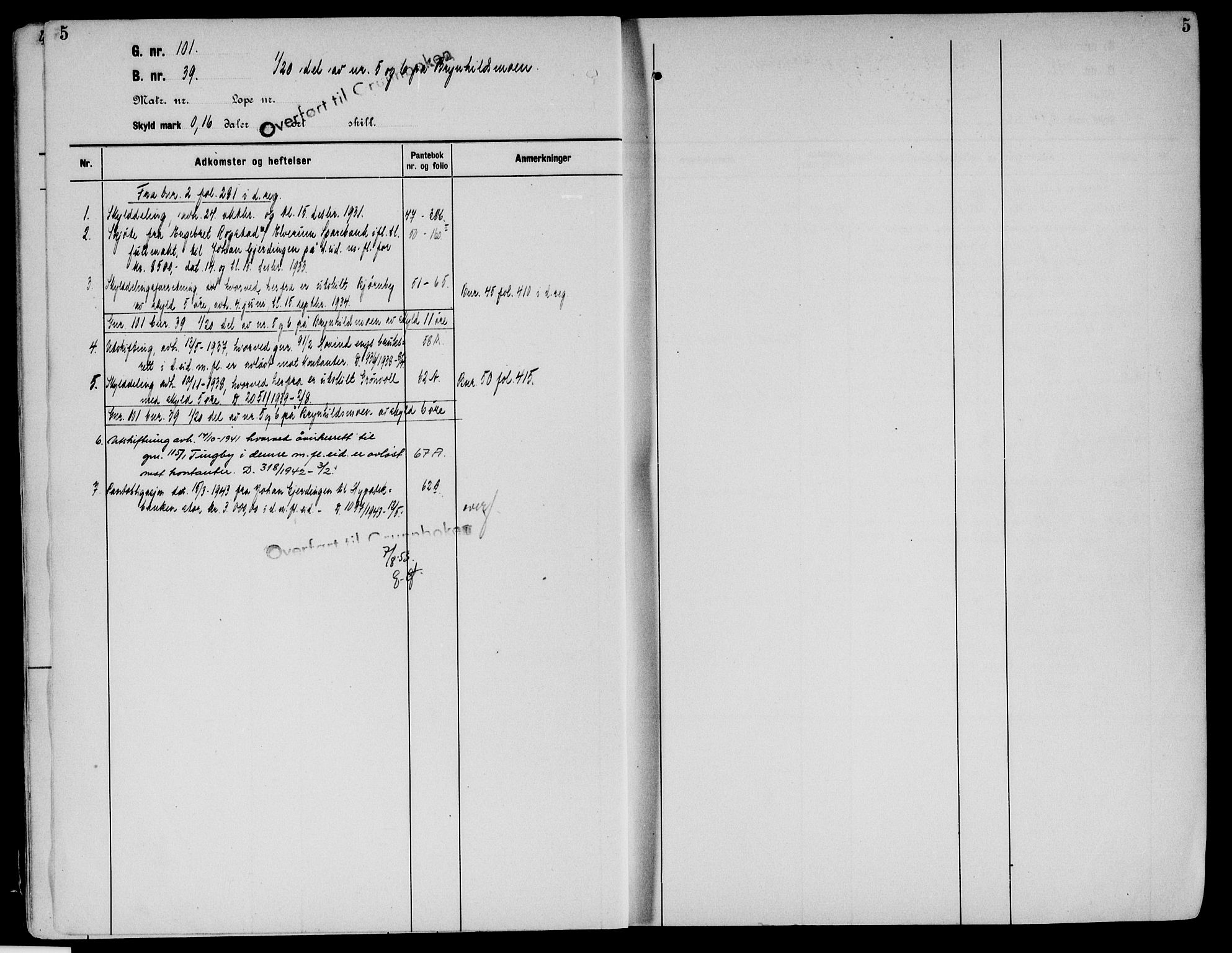 Sør-Østerdal sorenskriveri, SAH/TING-018/H/Ha/Haa/L0029: Panteregister nr. 11, 1922-1954, s. 5