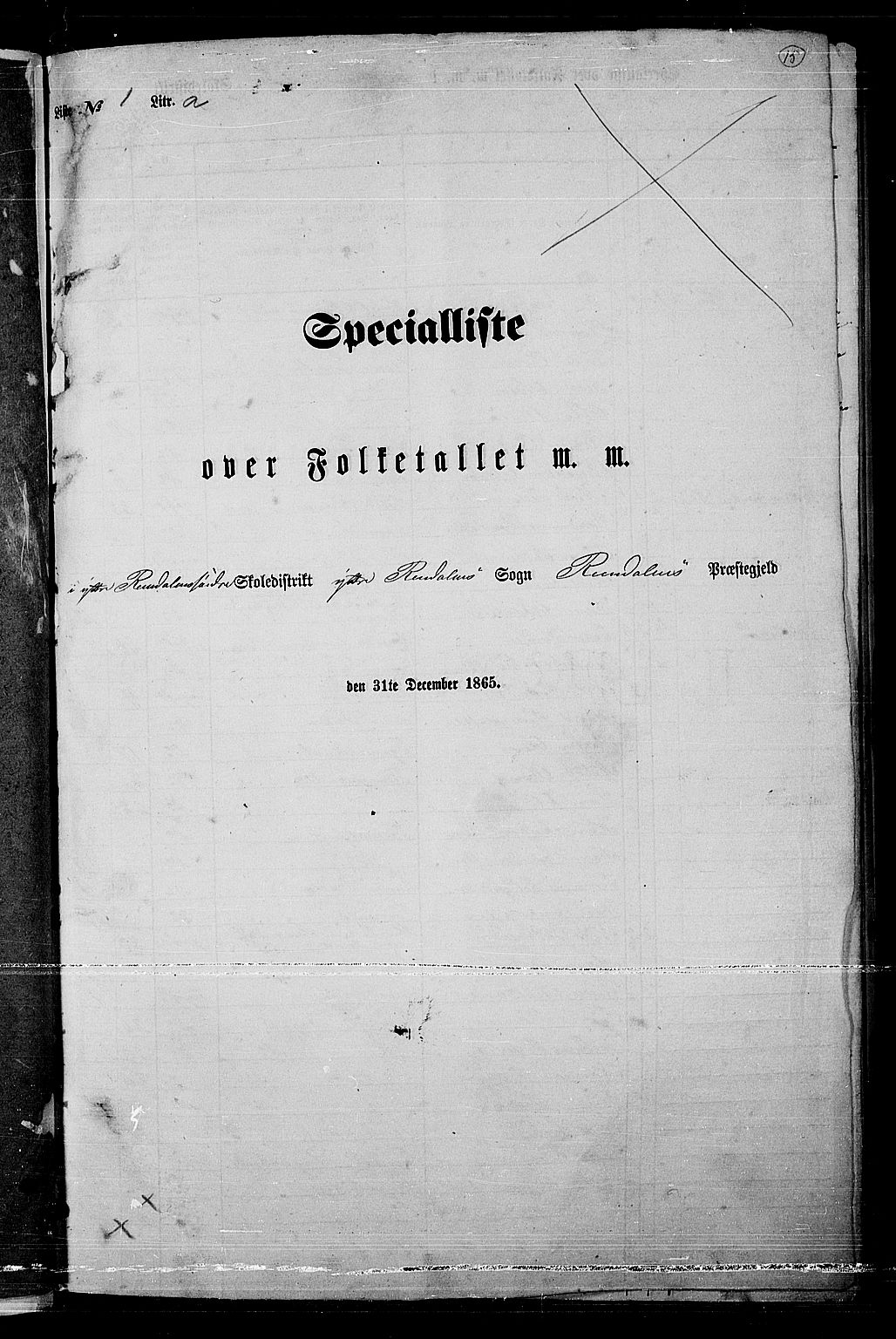RA, Folketelling 1865 for 0432P Rendalen prestegjeld, 1865, s. 15