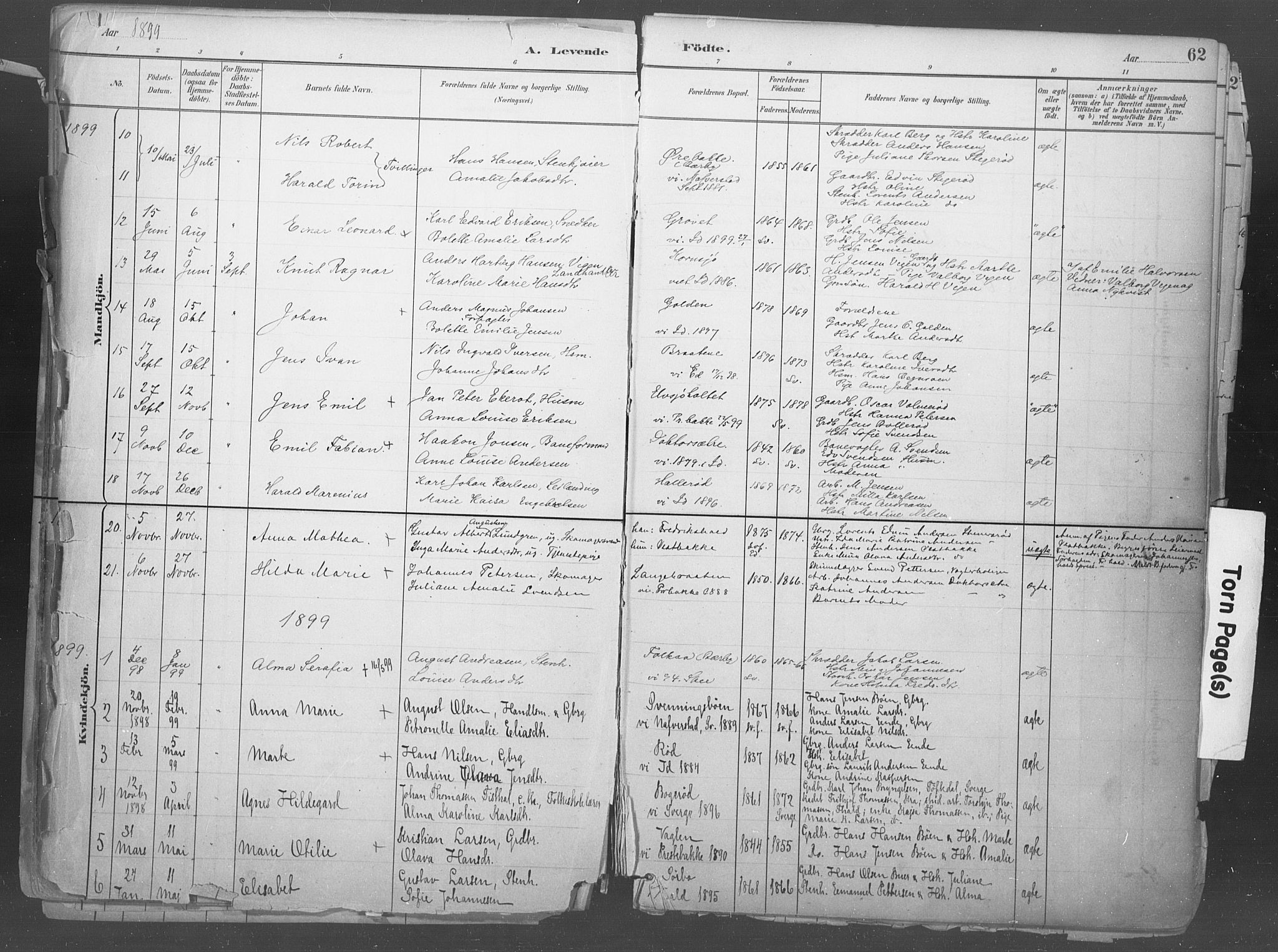 Idd prestekontor Kirkebøker, AV/SAO-A-10911/F/Fb/L0002: Ministerialbok nr. II 2, 1882-1923, s. 62
