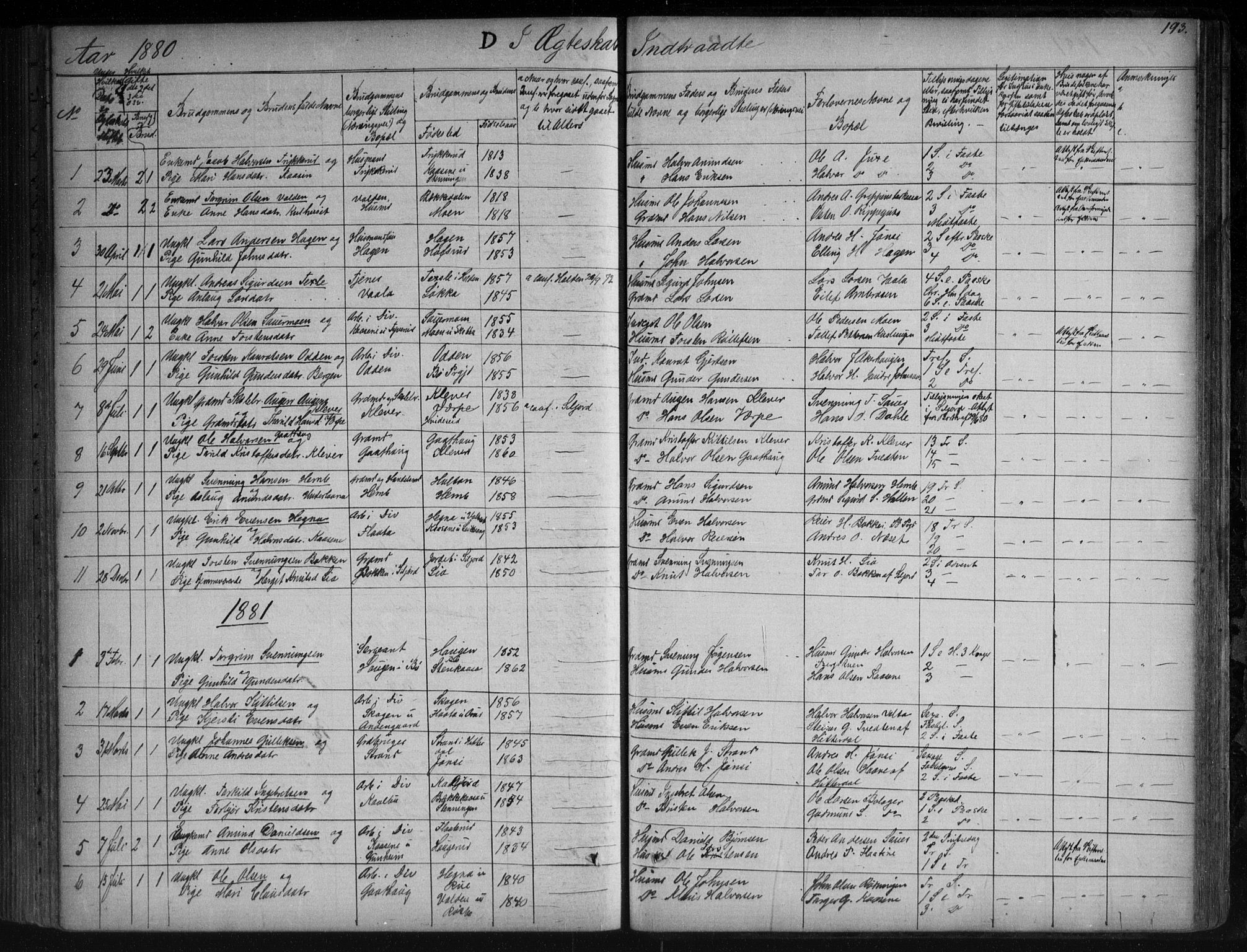 Sauherad kirkebøker, AV/SAKO-A-298/G/Ga/L0003: Klokkerbok nr. I 3, 1866-1905, s. 193