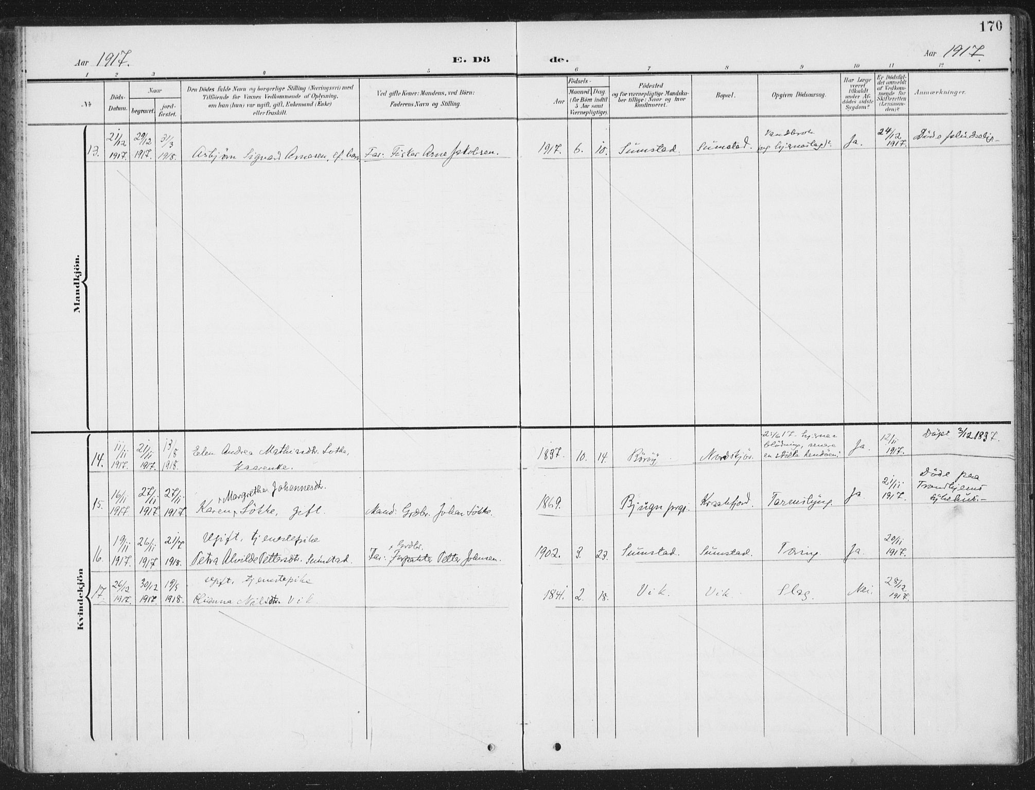 Ministerialprotokoller, klokkerbøker og fødselsregistre - Sør-Trøndelag, AV/SAT-A-1456/657/L0709: Ministerialbok nr. 657A10, 1905-1919, s. 170