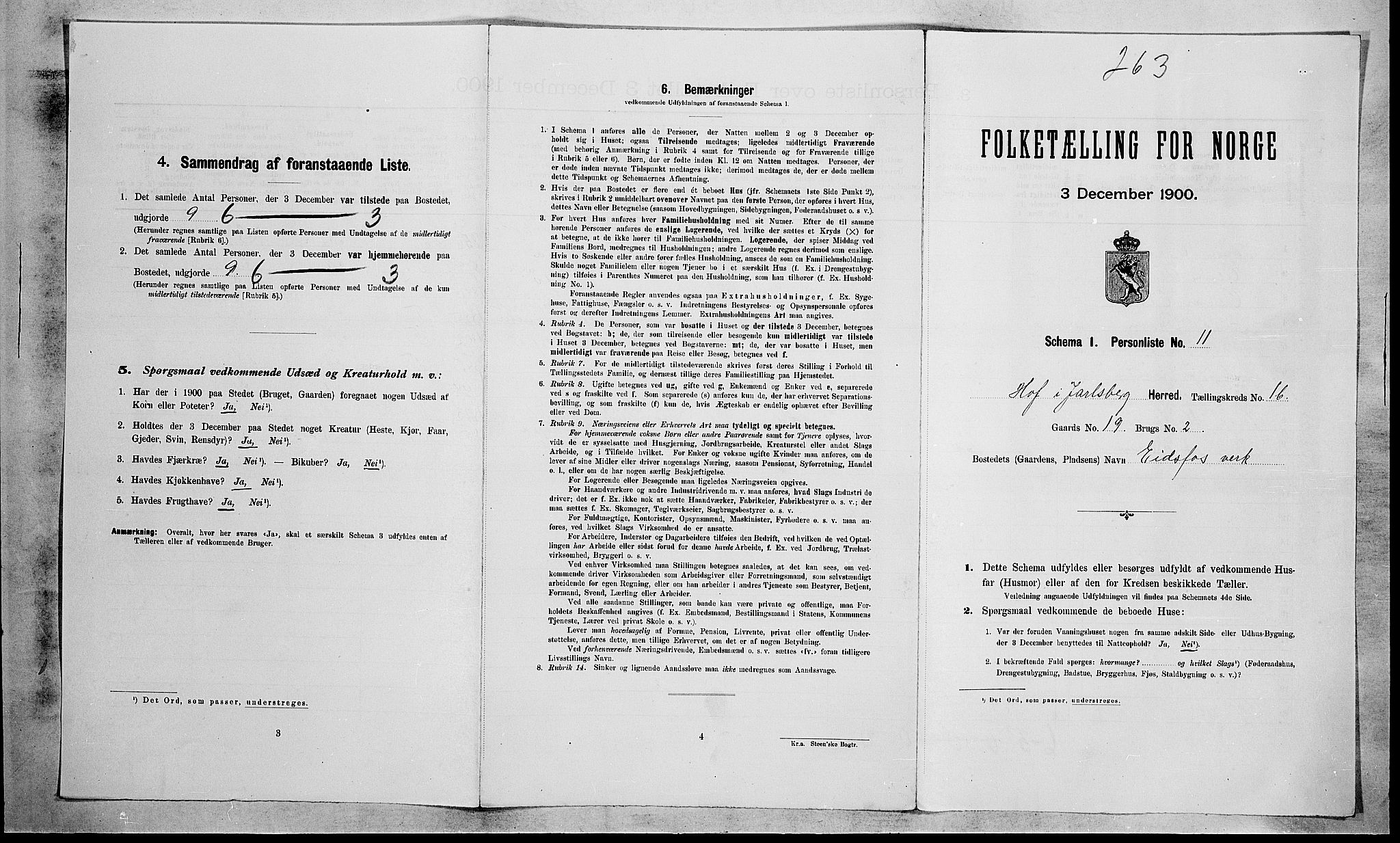 RA, Folketelling 1900 for 0714 Hof herred, 1900, s. 148