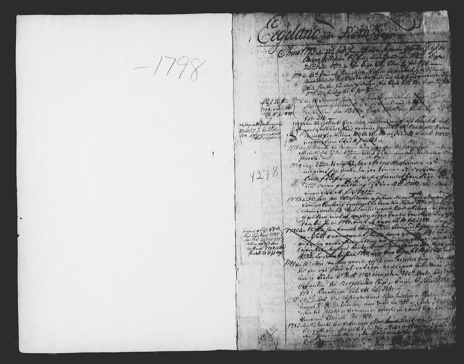 Nedenes sorenskriveri før 1824, SAK/1221-0007/G/Ga/L0004: Panteregister nr. 4, 1770-1799, s. 0-1