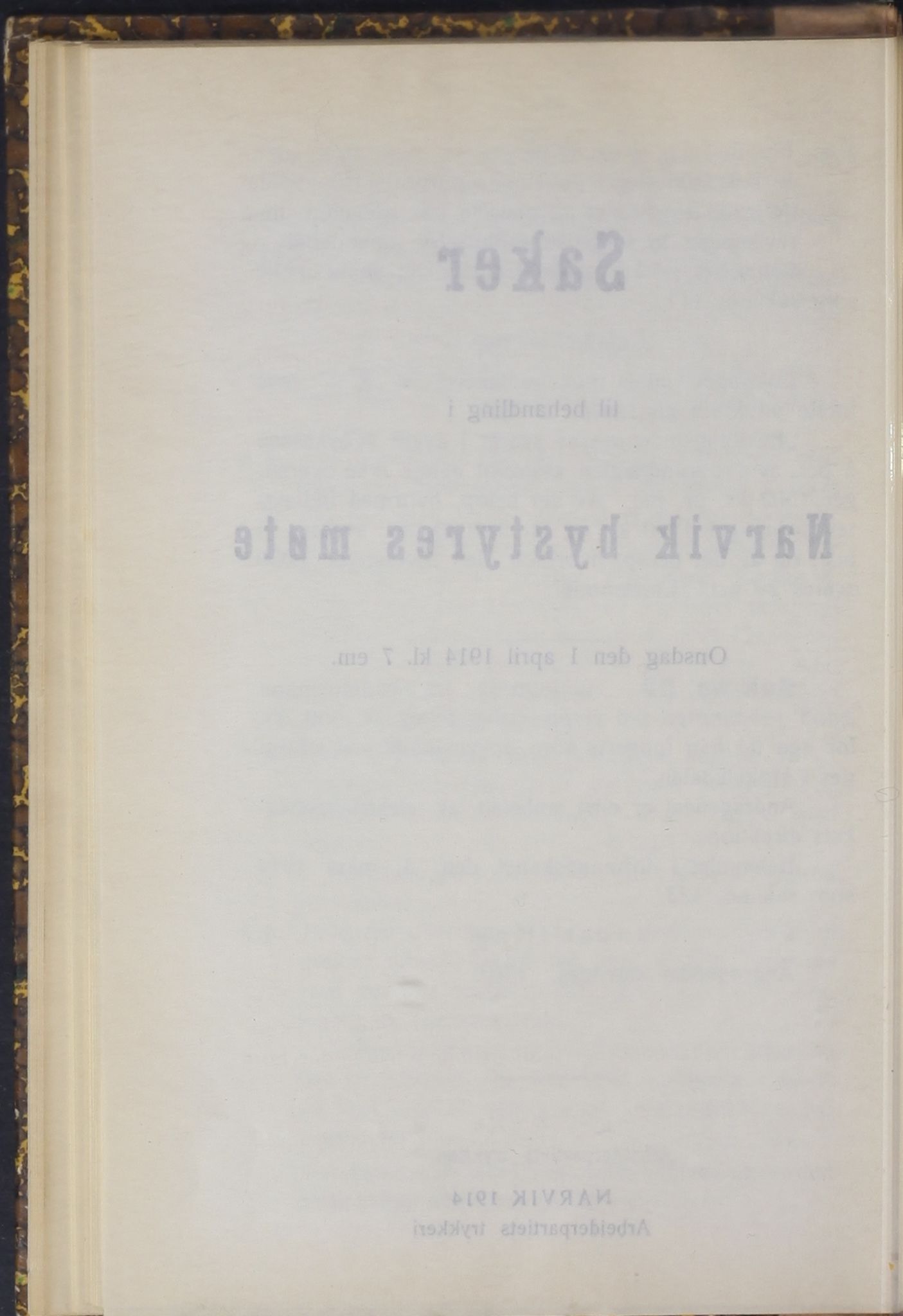 Narvik kommune. Formannskap , AIN/K-18050.150/A/Ab/L0004: Møtebok, 1914