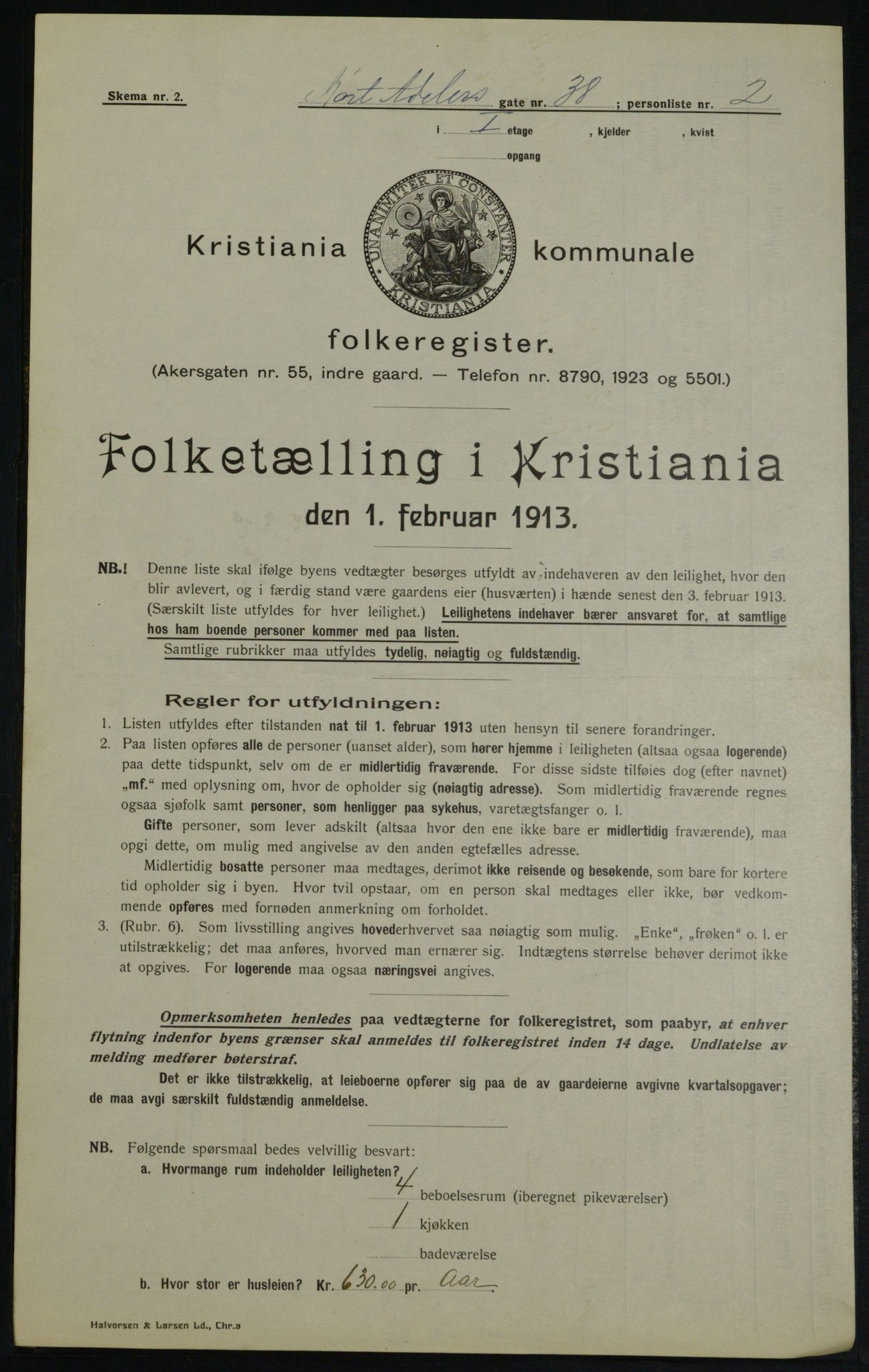 OBA, Kommunal folketelling 1.2.1913 for Kristiania, 1913, s. 14051