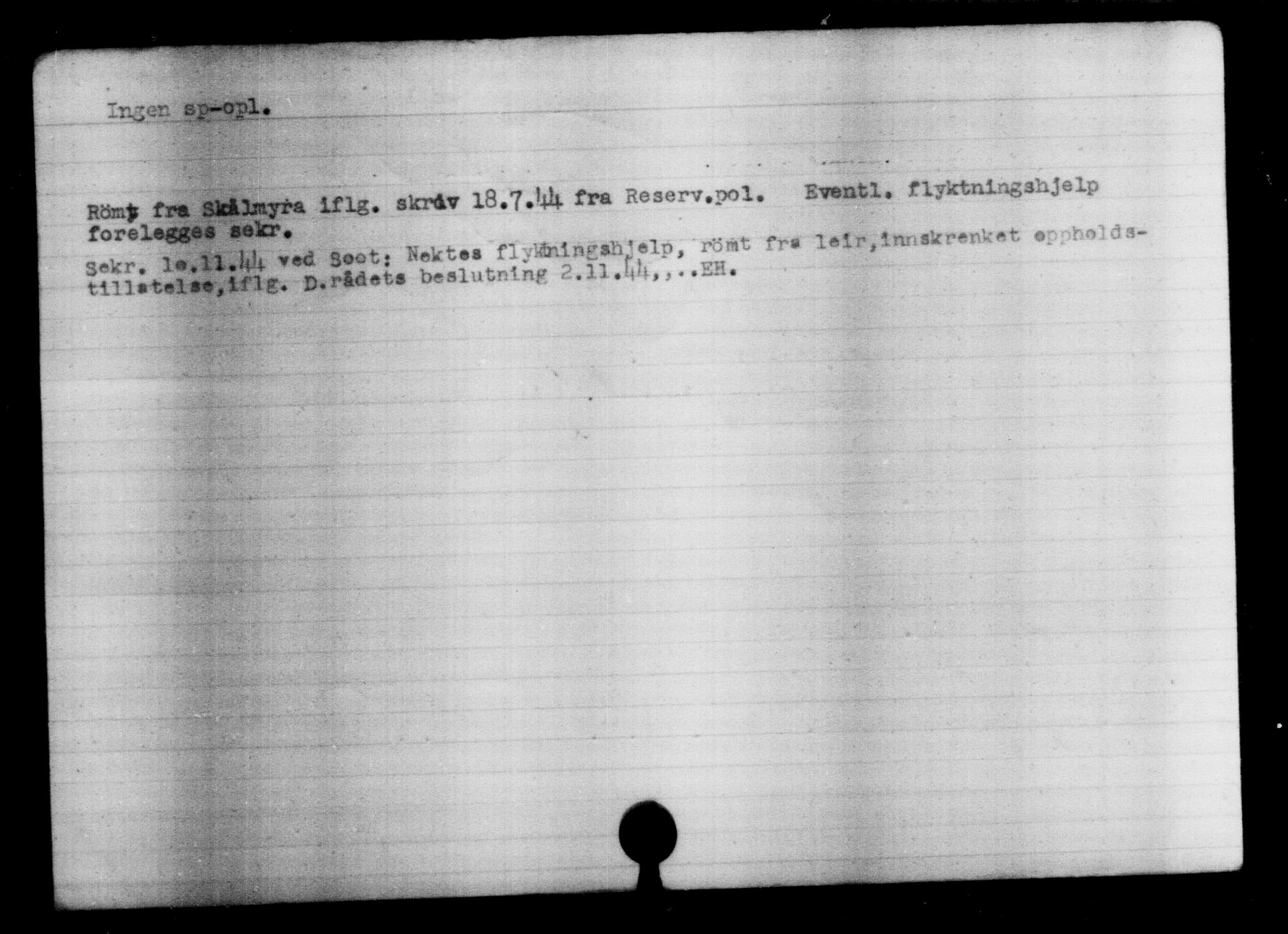 Den Kgl. Norske Legasjons Flyktningskontor, AV/RA-S-6753/V/Va/L0004: Kjesäterkartoteket.  Flyktningenr. 3496-6610, 1940-1945, s. 2096
