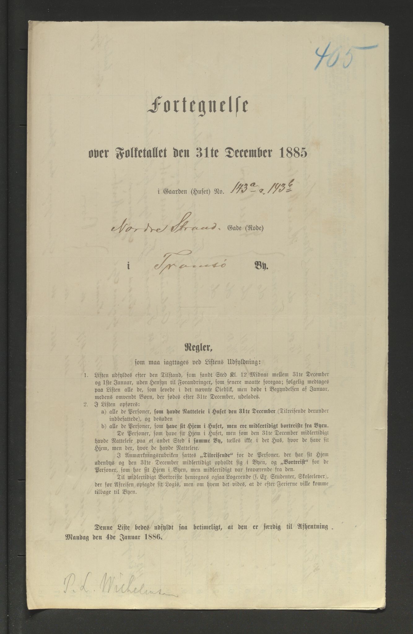 SATØ, Folketelling 1885 for 1902 Tromsø kjøpstad, 1885, s. 405a