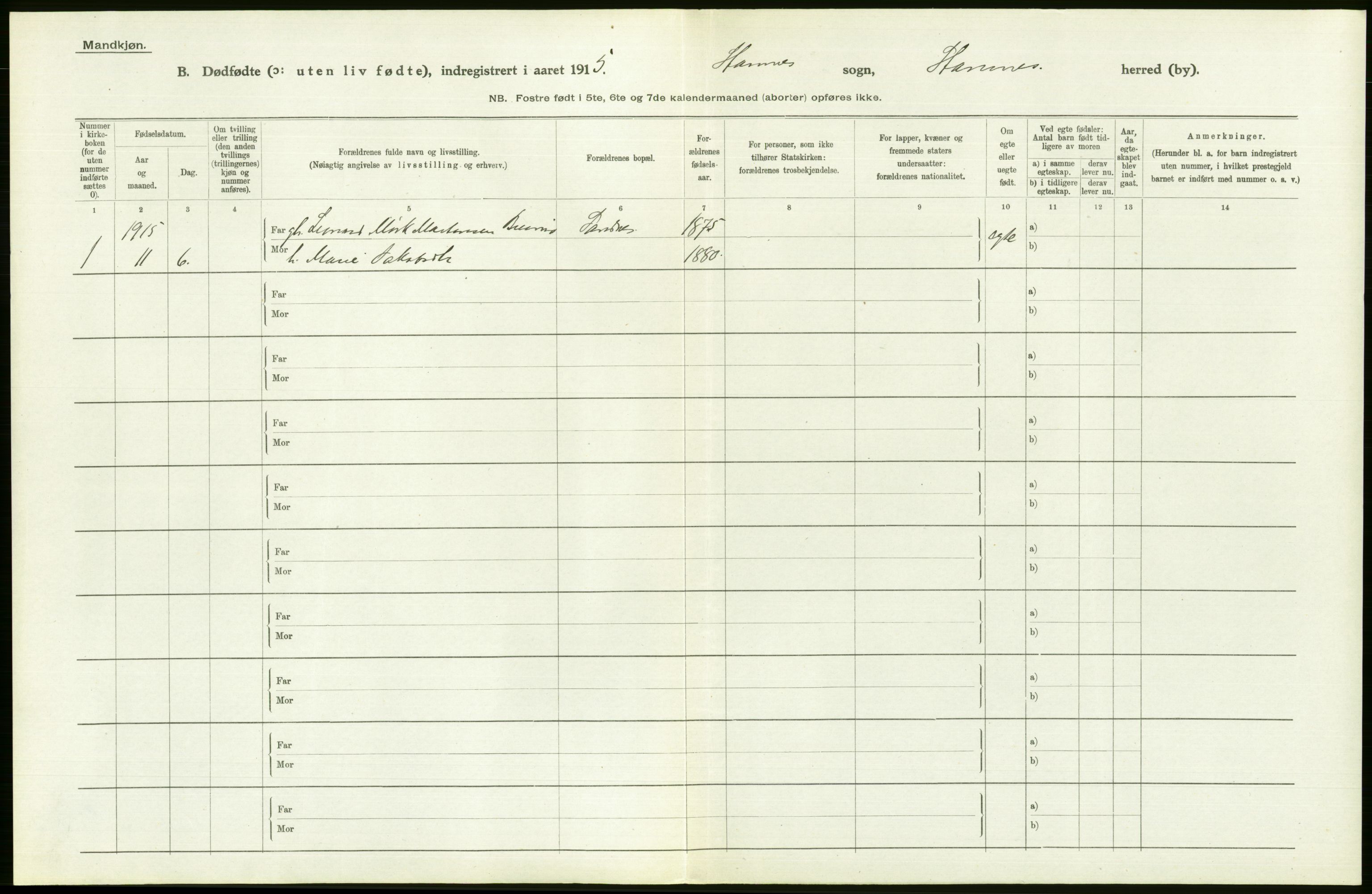 Statistisk sentralbyrå, Sosiodemografiske emner, Befolkning, RA/S-2228/D/Df/Dfb/Dfbe/L0050: Nordlands amt: Døde, dødfødte. Bygder og byer., 1915, s. 50