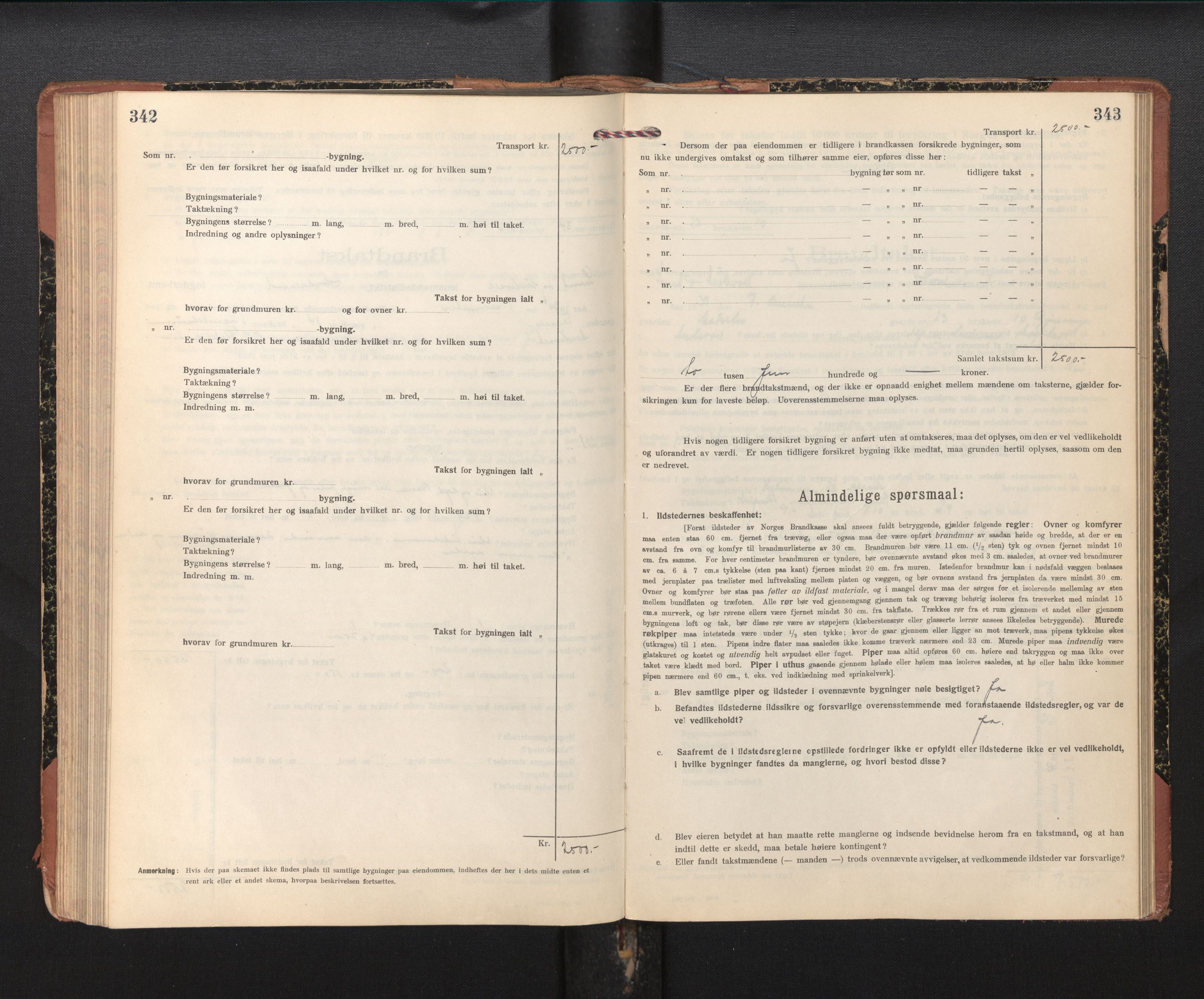 Lensmannen i Sund og Austevoll, SAB/A-35201/0012/L0004: Branntakstprotokoll, skjematakst, 1917-1949, s. 342-343
