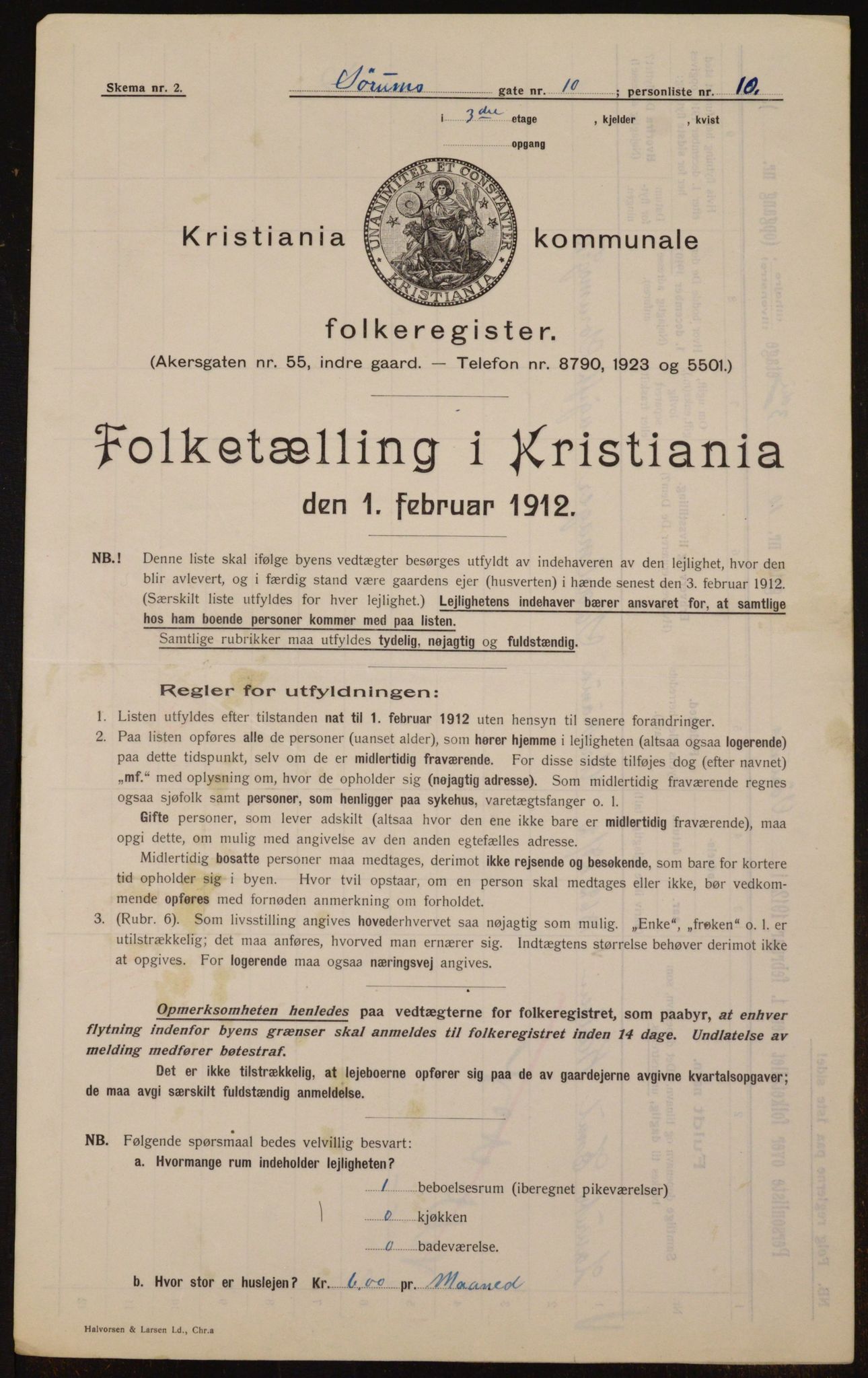 OBA, Kommunal folketelling 1.2.1912 for Kristiania, 1912, s. 107067