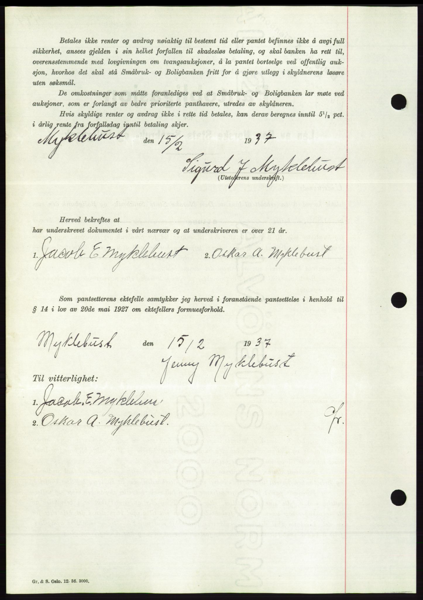 Søre Sunnmøre sorenskriveri, AV/SAT-A-4122/1/2/2C/L0062: Pantebok nr. 56, 1936-1937, Dagboknr: 378/1937