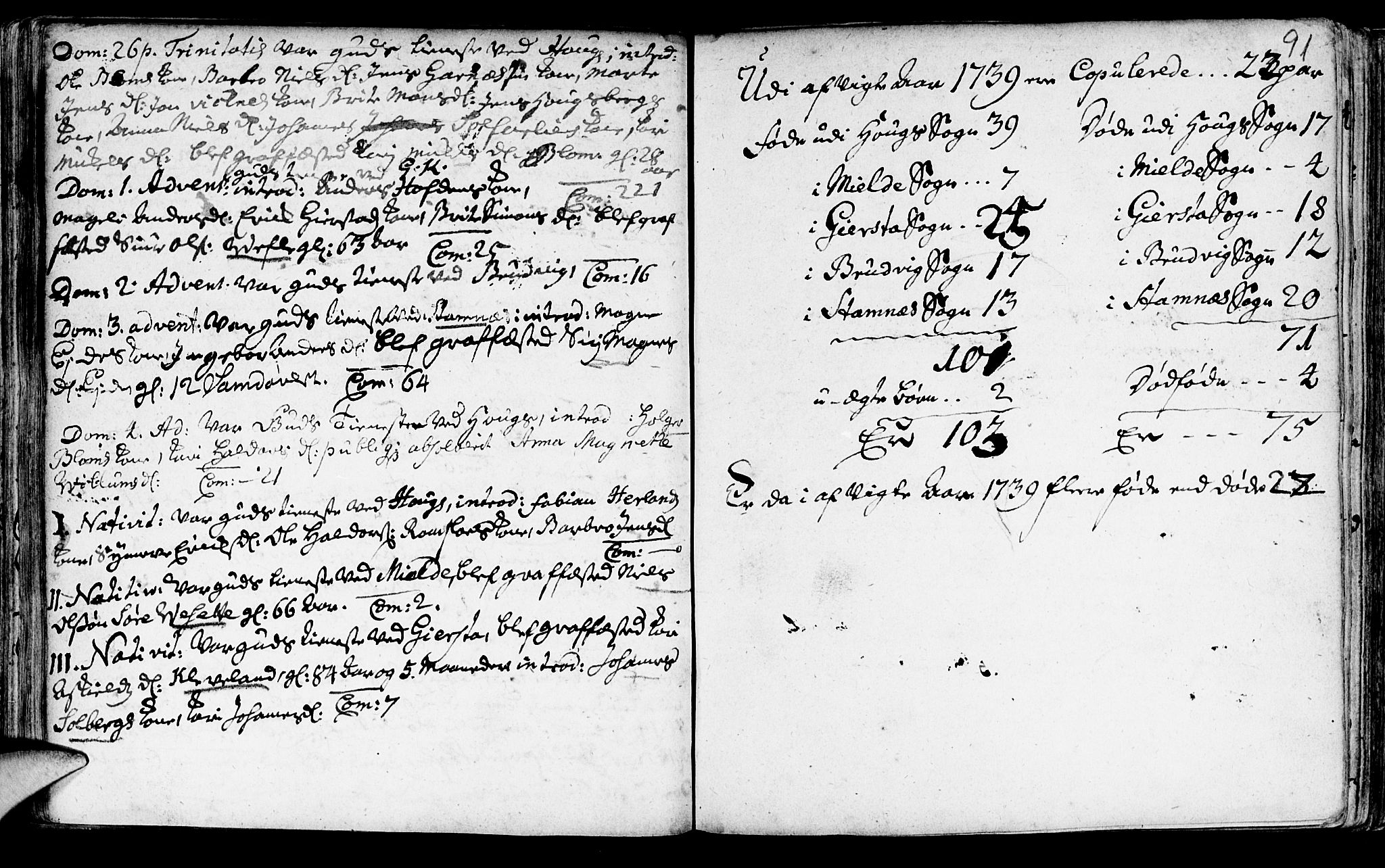 Haus sokneprestembete, SAB/A-75601/H/Haa: Ministerialbok nr. A 5, 1733-1747, s. 91