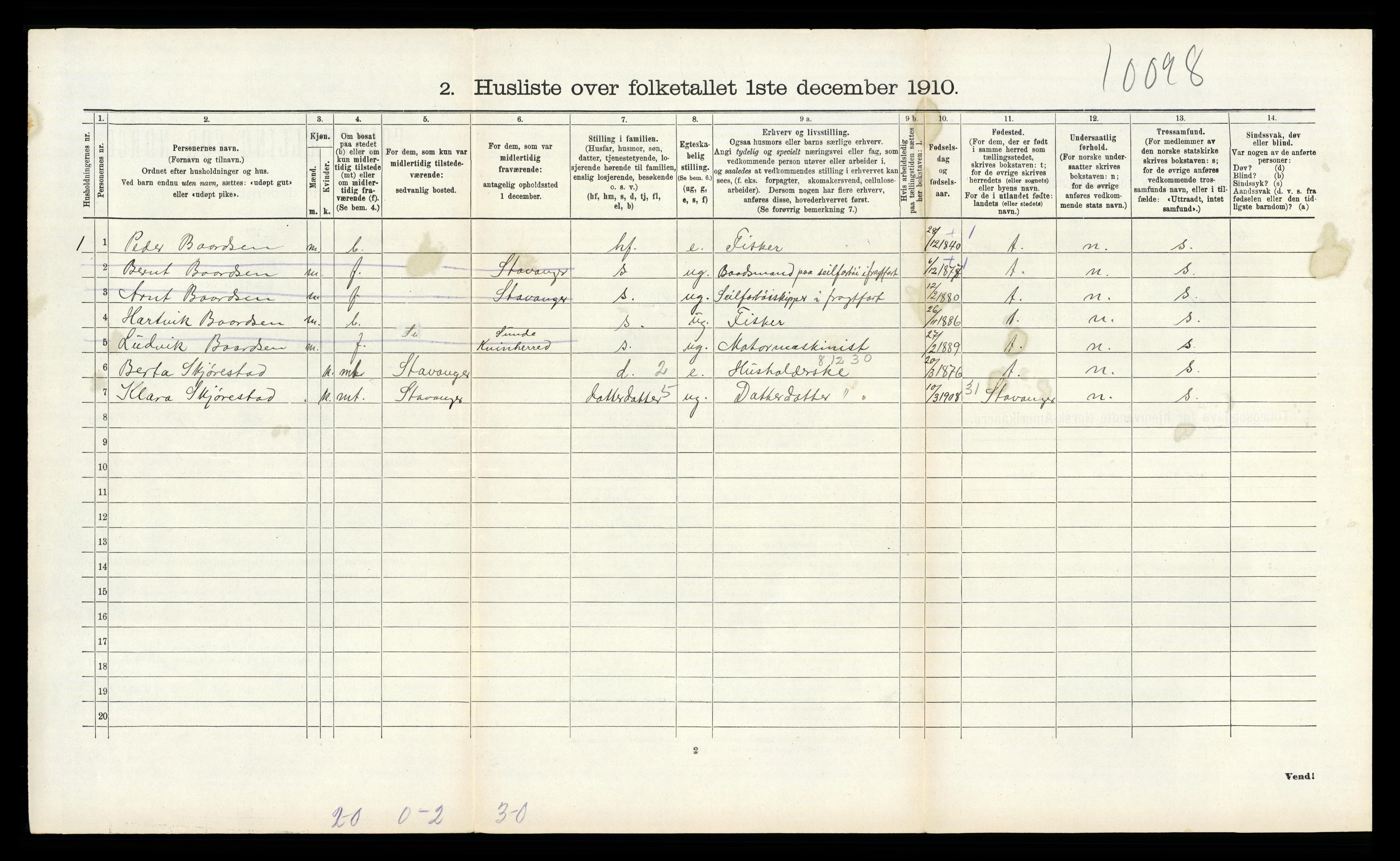 RA, Folketelling 1910 for 1218 Finnås herred, 1910, s. 1449