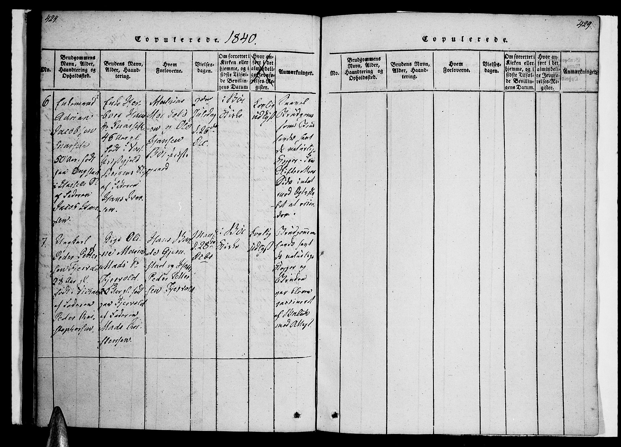 Ministerialprotokoller, klokkerbøker og fødselsregistre - Nordland, AV/SAT-A-1459/891/L1298: Ministerialbok nr. 891A03, 1820-1840, s. 424-429