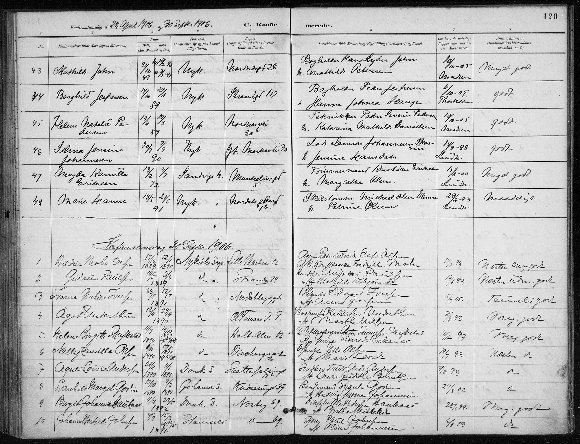 Nykirken Sokneprestembete, AV/SAB-A-77101/H/Haa/L0028: Ministerialbok nr. C 7, 1887-1913, s. 128