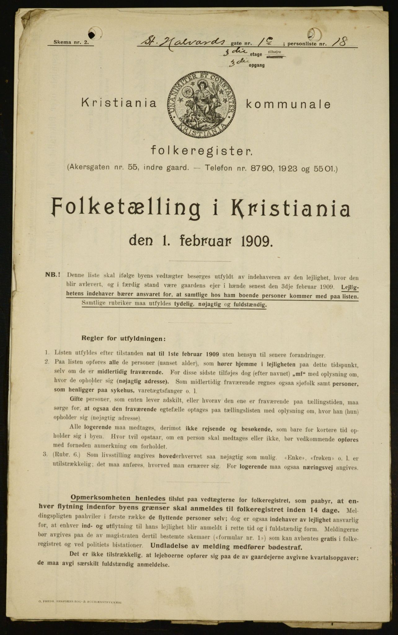 OBA, Kommunal folketelling 1.2.1909 for Kristiania kjøpstad, 1909, s. 79473