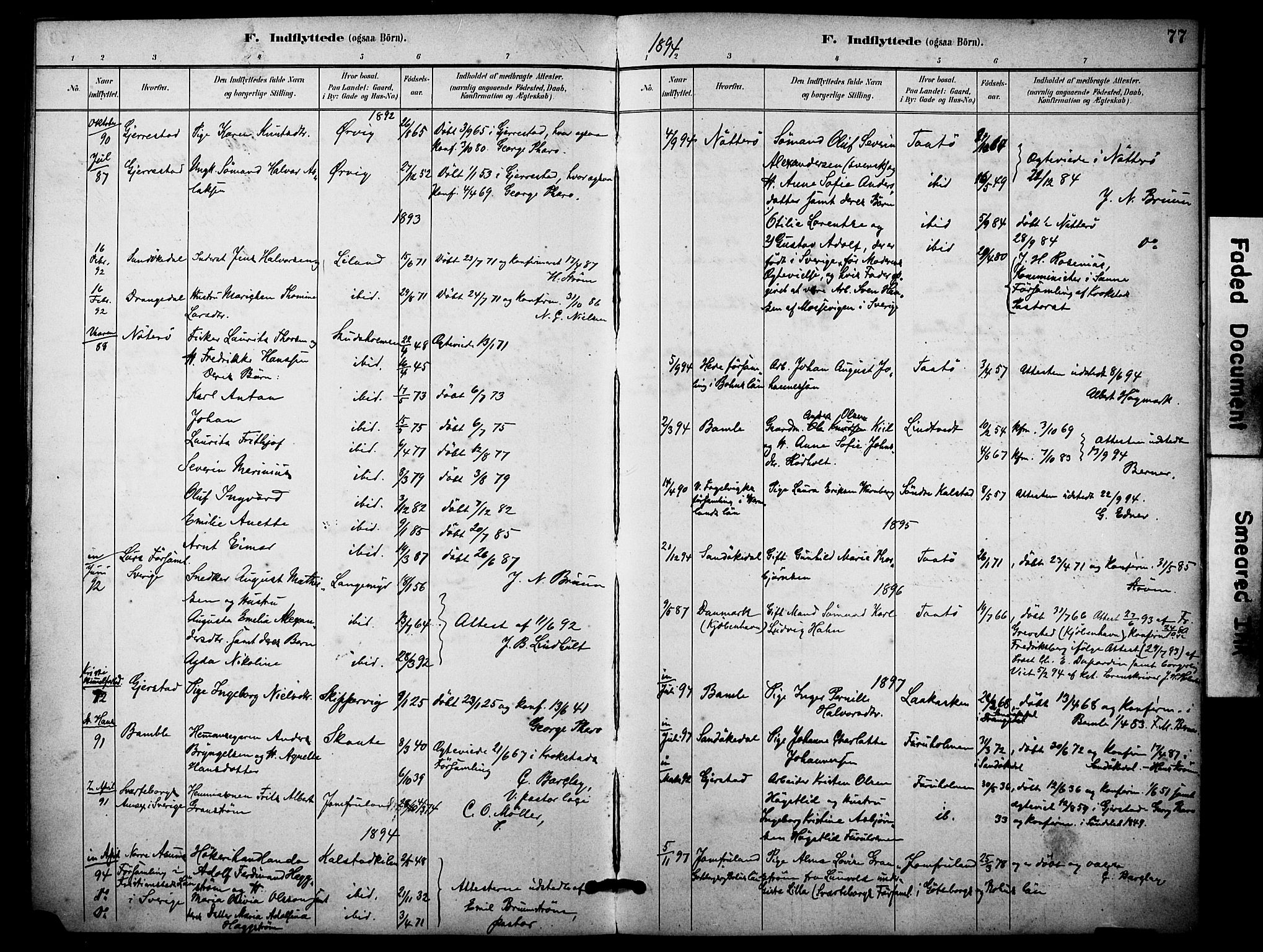 Skåtøy kirkebøker, AV/SAKO-A-304/F/Fa/L0004: Ministerialbok nr. I 4, 1884-1900, s. 77