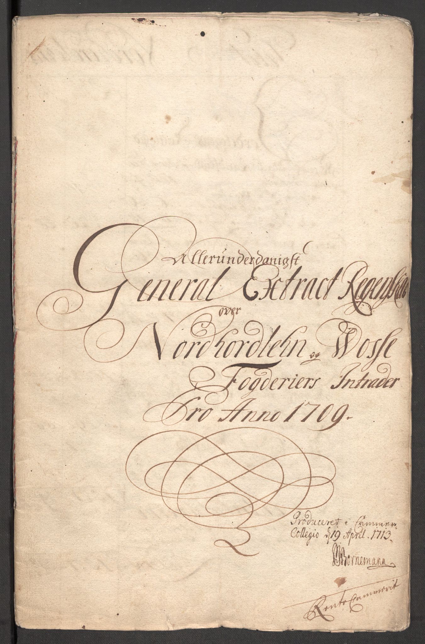 Rentekammeret inntil 1814, Reviderte regnskaper, Fogderegnskap, AV/RA-EA-4092/R51/L3190: Fogderegnskap Nordhordland og Voss, 1709, s. 4