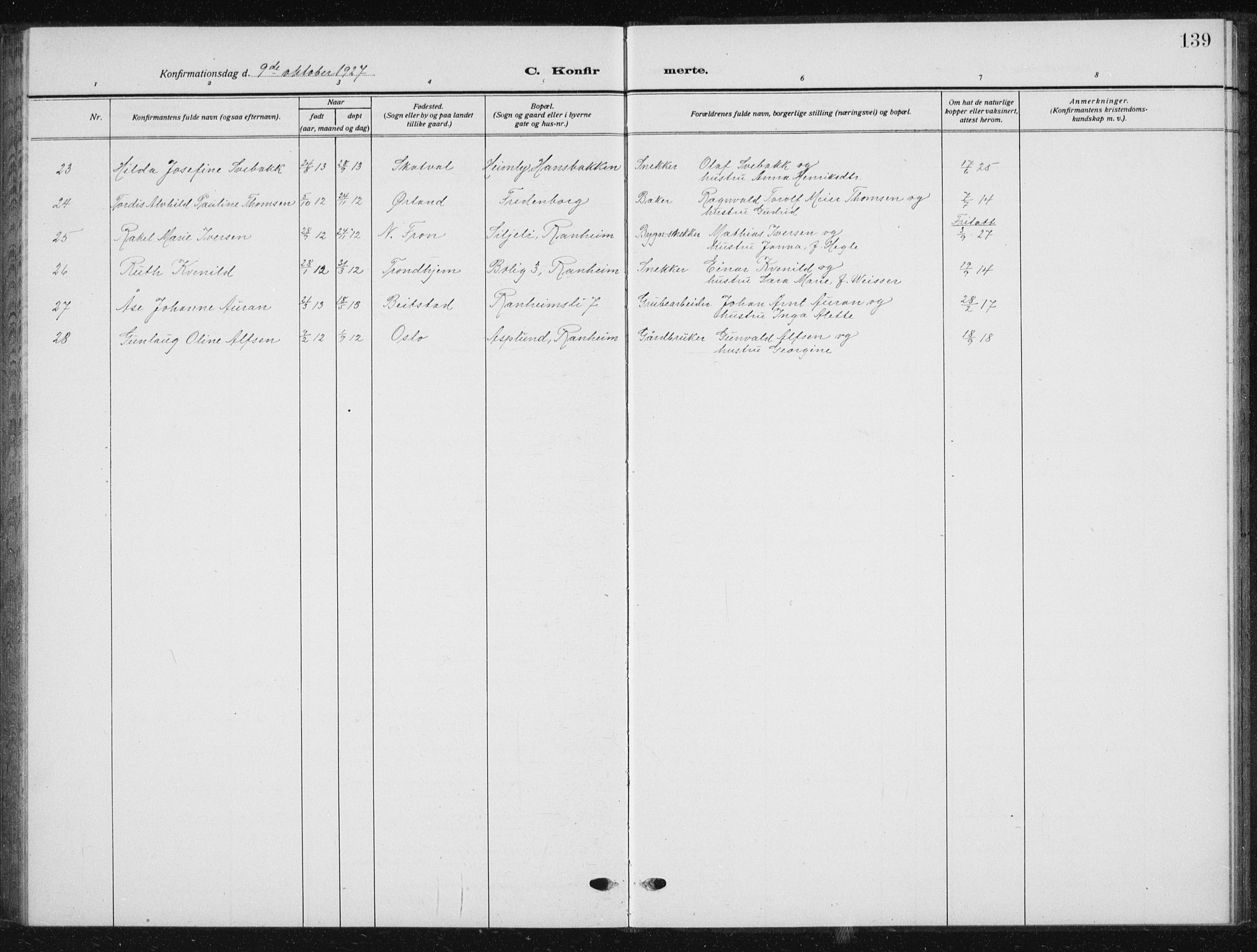 Ministerialprotokoller, klokkerbøker og fødselsregistre - Sør-Trøndelag, AV/SAT-A-1456/615/L0401: Klokkerbok nr. 615C02, 1922-1941, s. 139