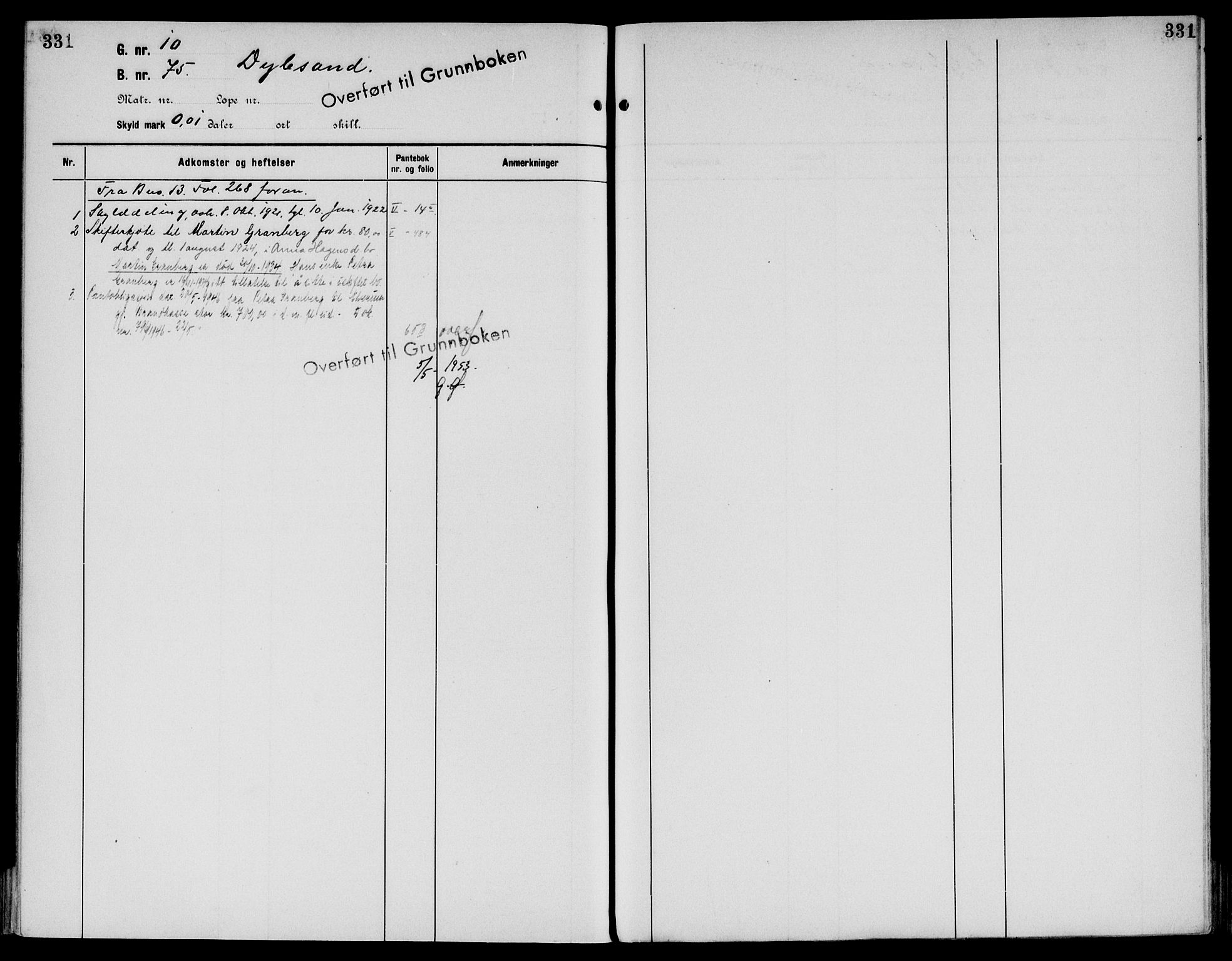 Sør-Østerdal sorenskriveri, AV/SAH-TING-018/H/Ha/Haa/L0019: Panteregister nr. 1, 1922-1954, s. 331