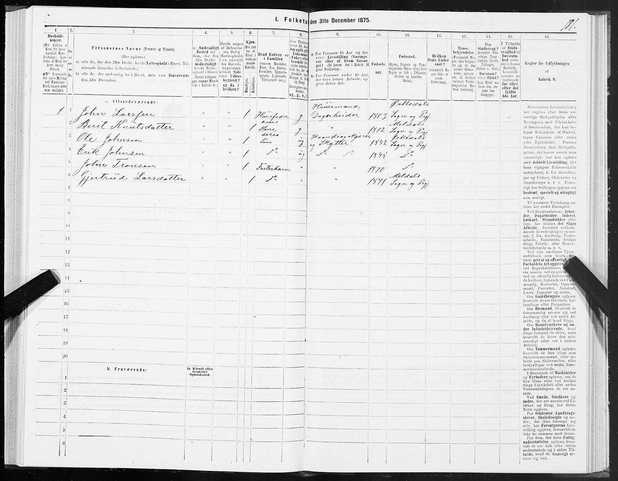 SAT, Folketelling 1875 for 1638P Orkdal prestegjeld, 1875, s. 4181